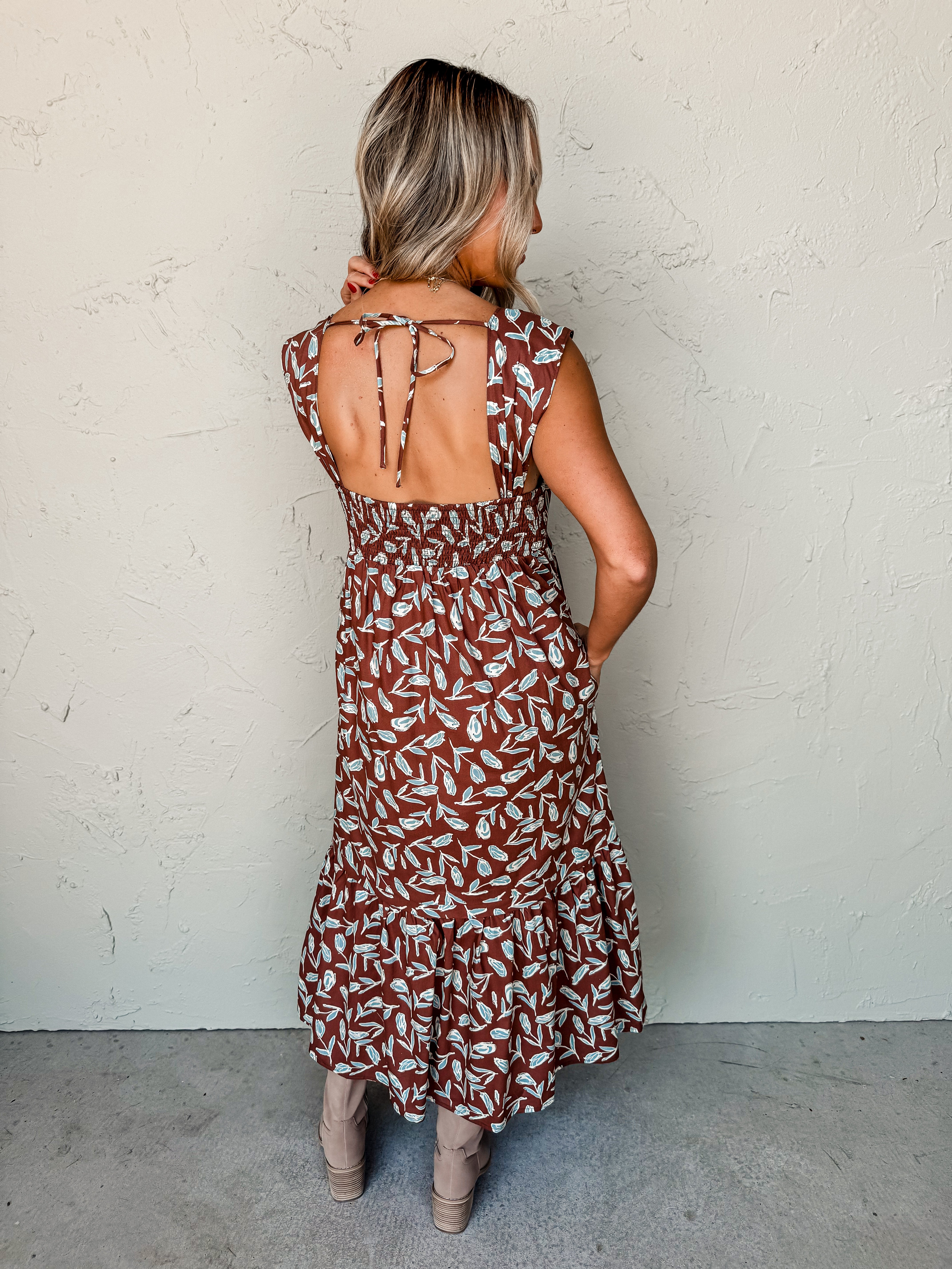 Coffee And Friends Floral Midi Dress