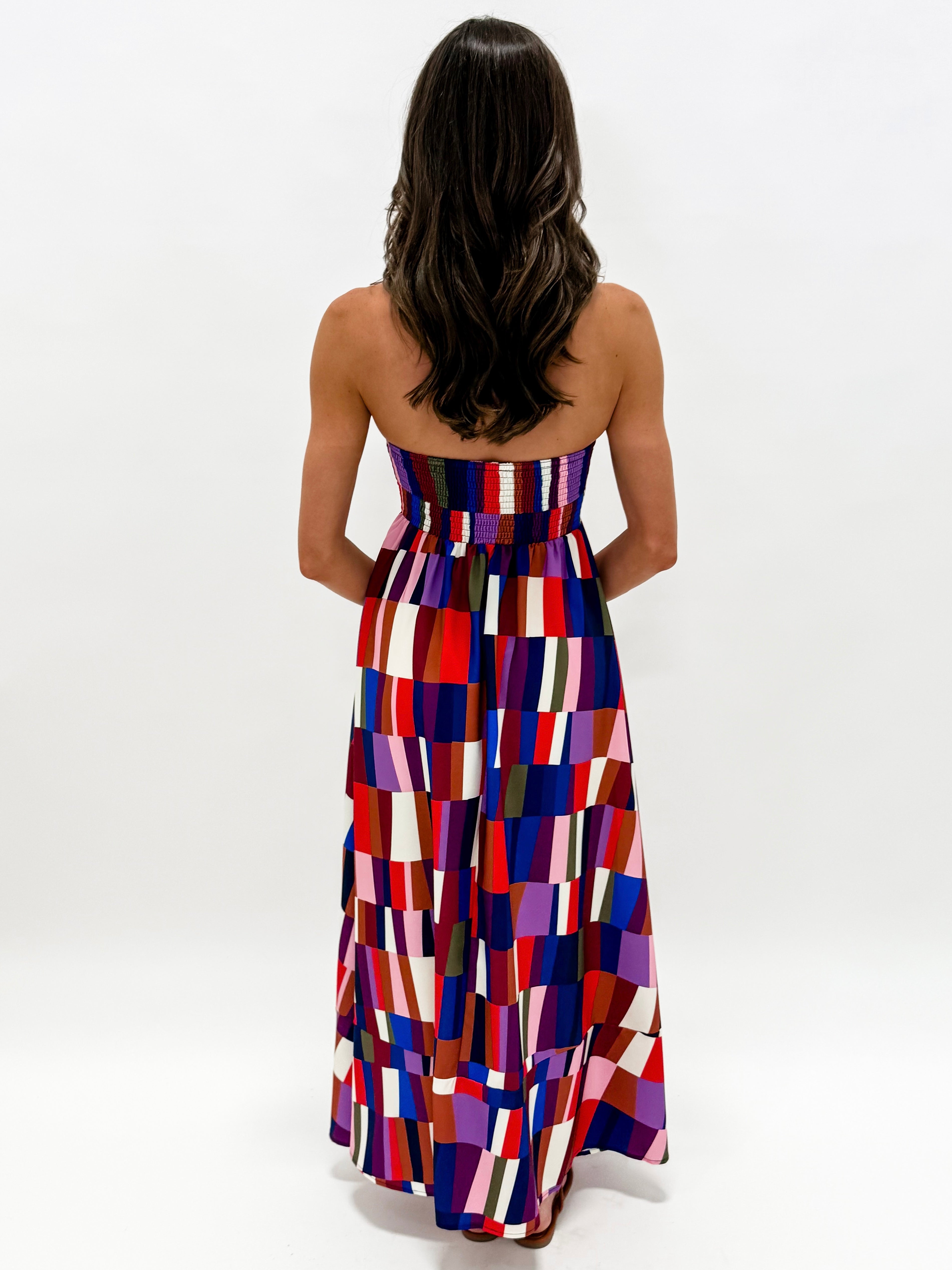 Colette Printed Strapless Midi Dress