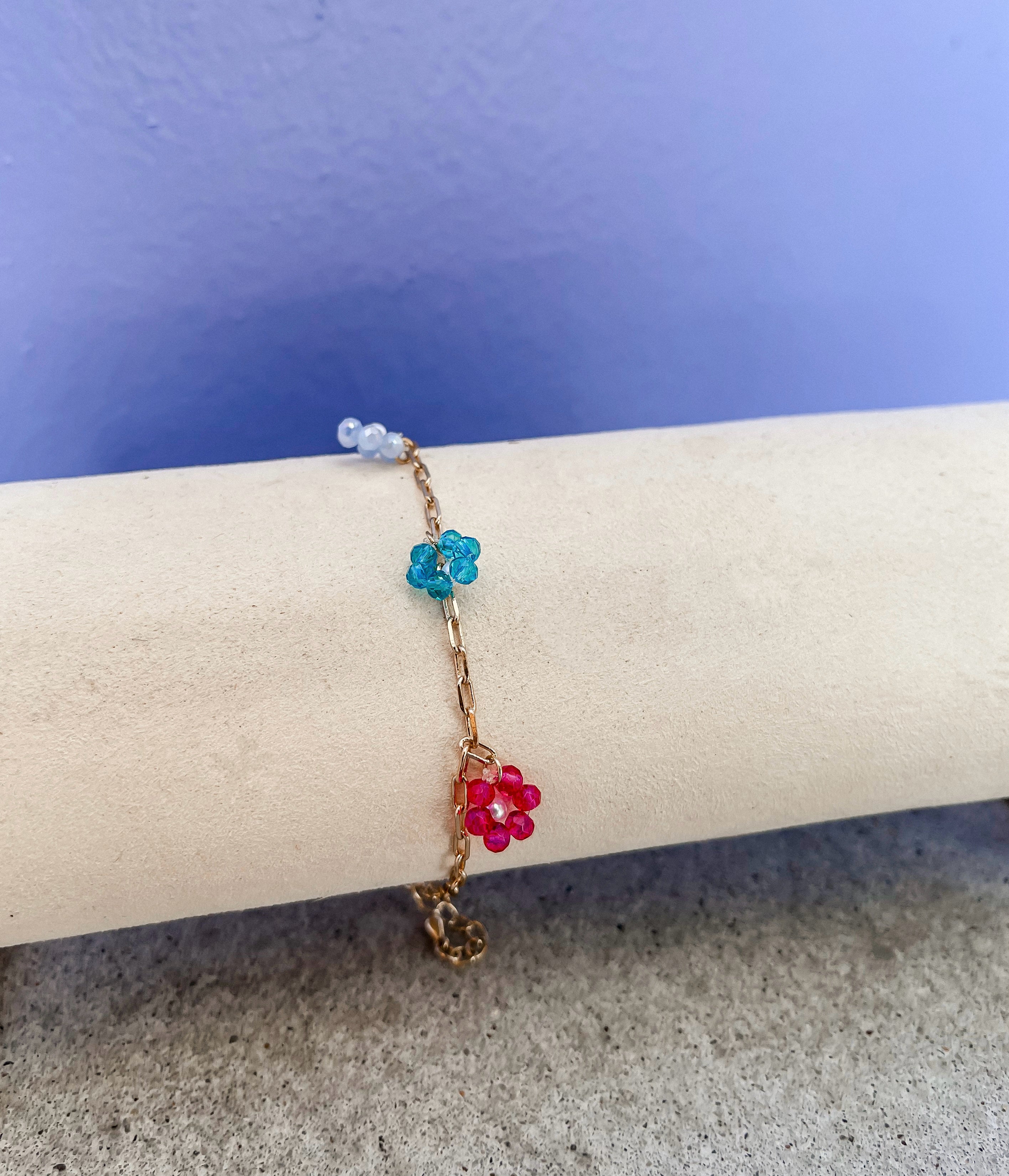 Colorful Daisy Beaded Charm Bracelet