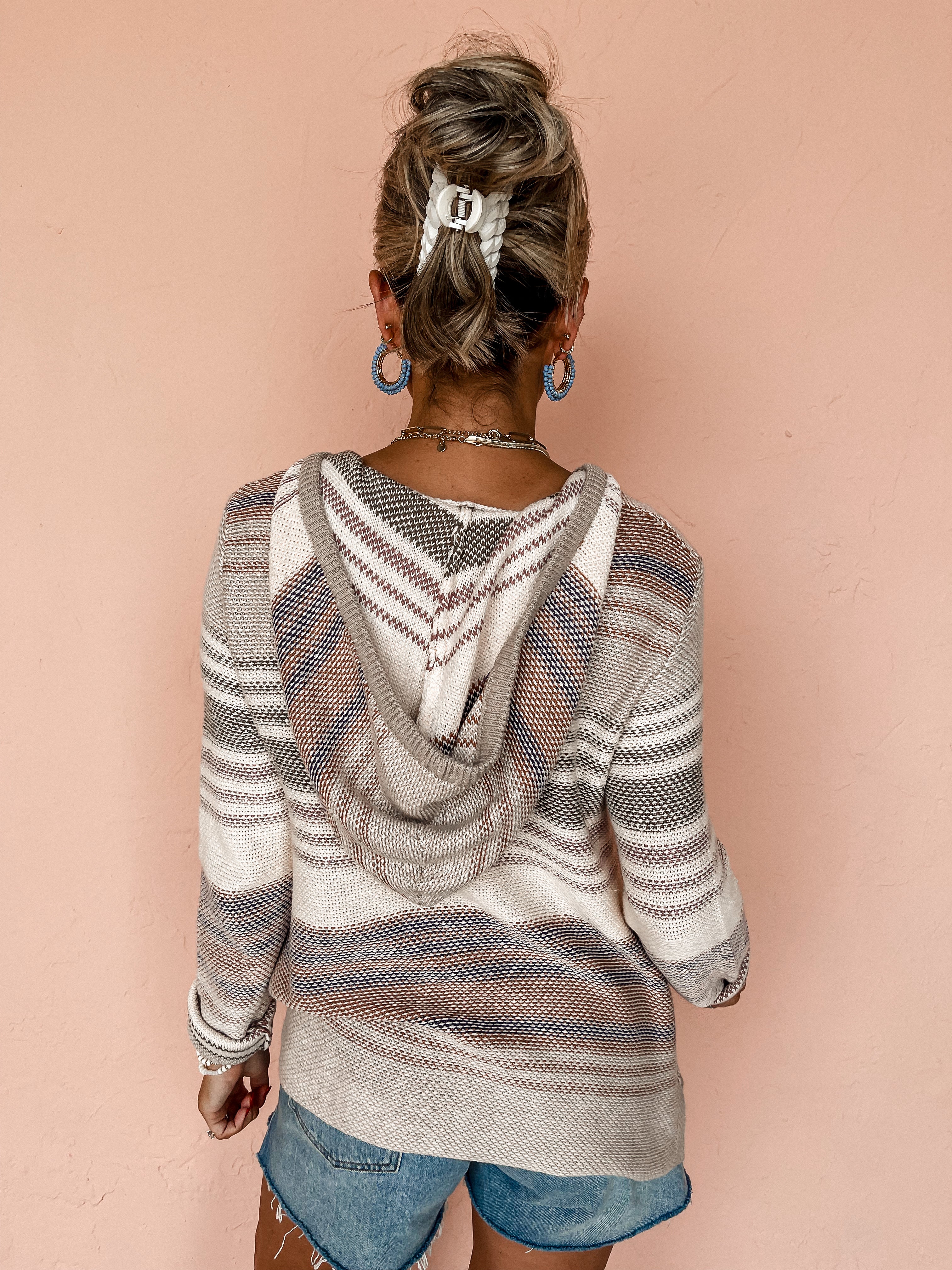 Comfortable Charm Striped Hooded Sweater