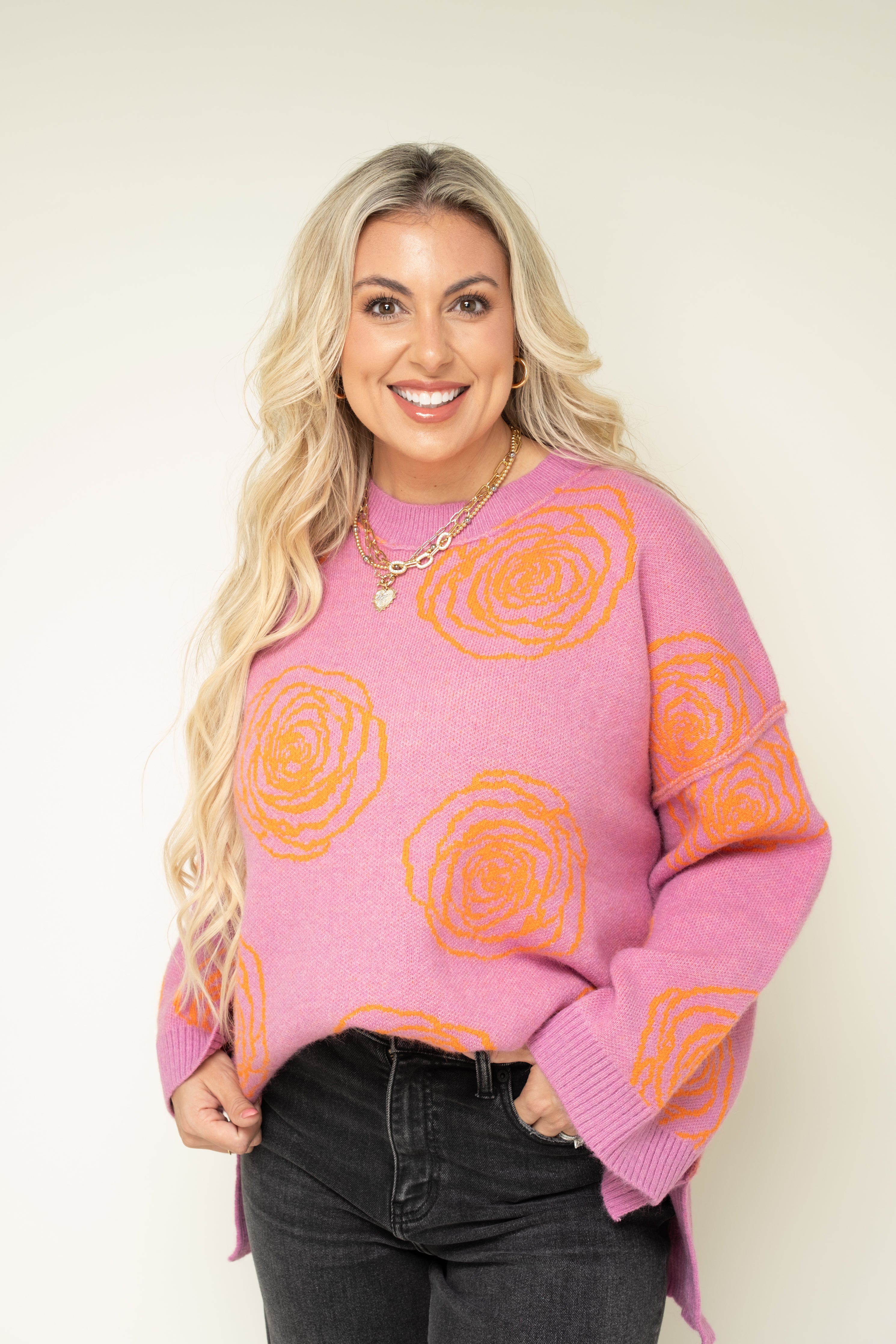 Coming Up Roses Oversized Sweater