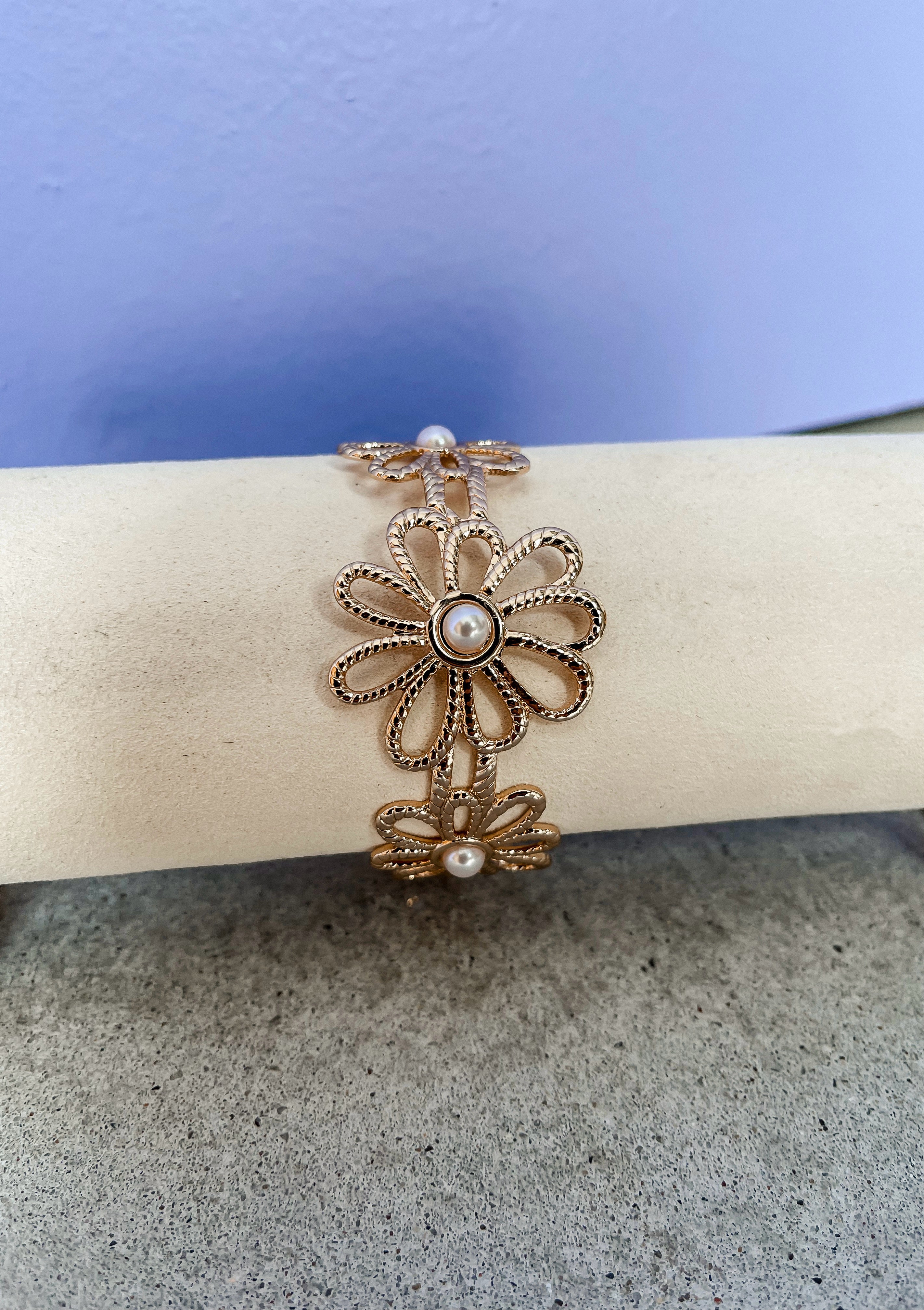 Confident Glamour Flower Cuff Bracelet