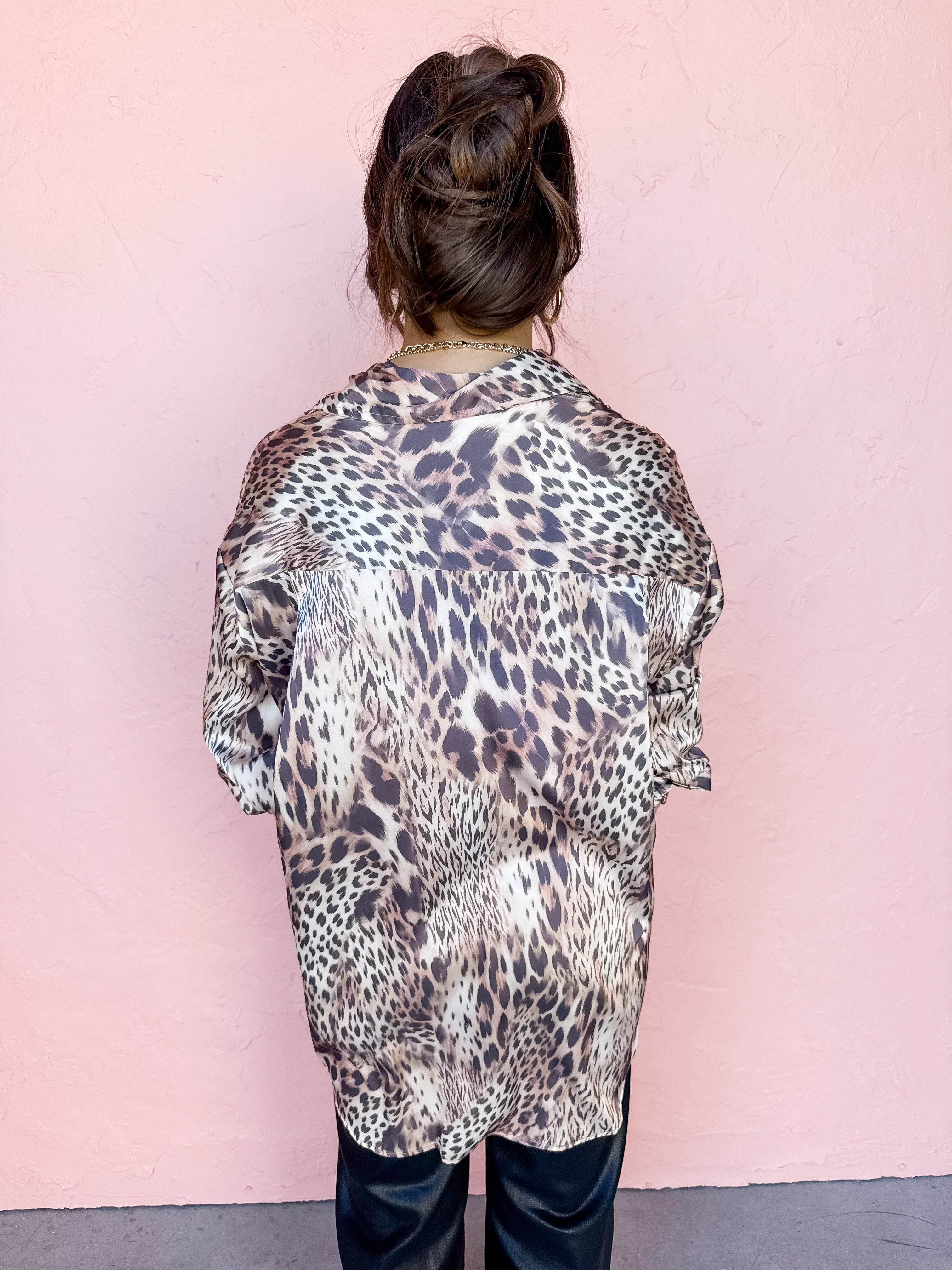 Confirmed Vibe Leopard Button Front Top