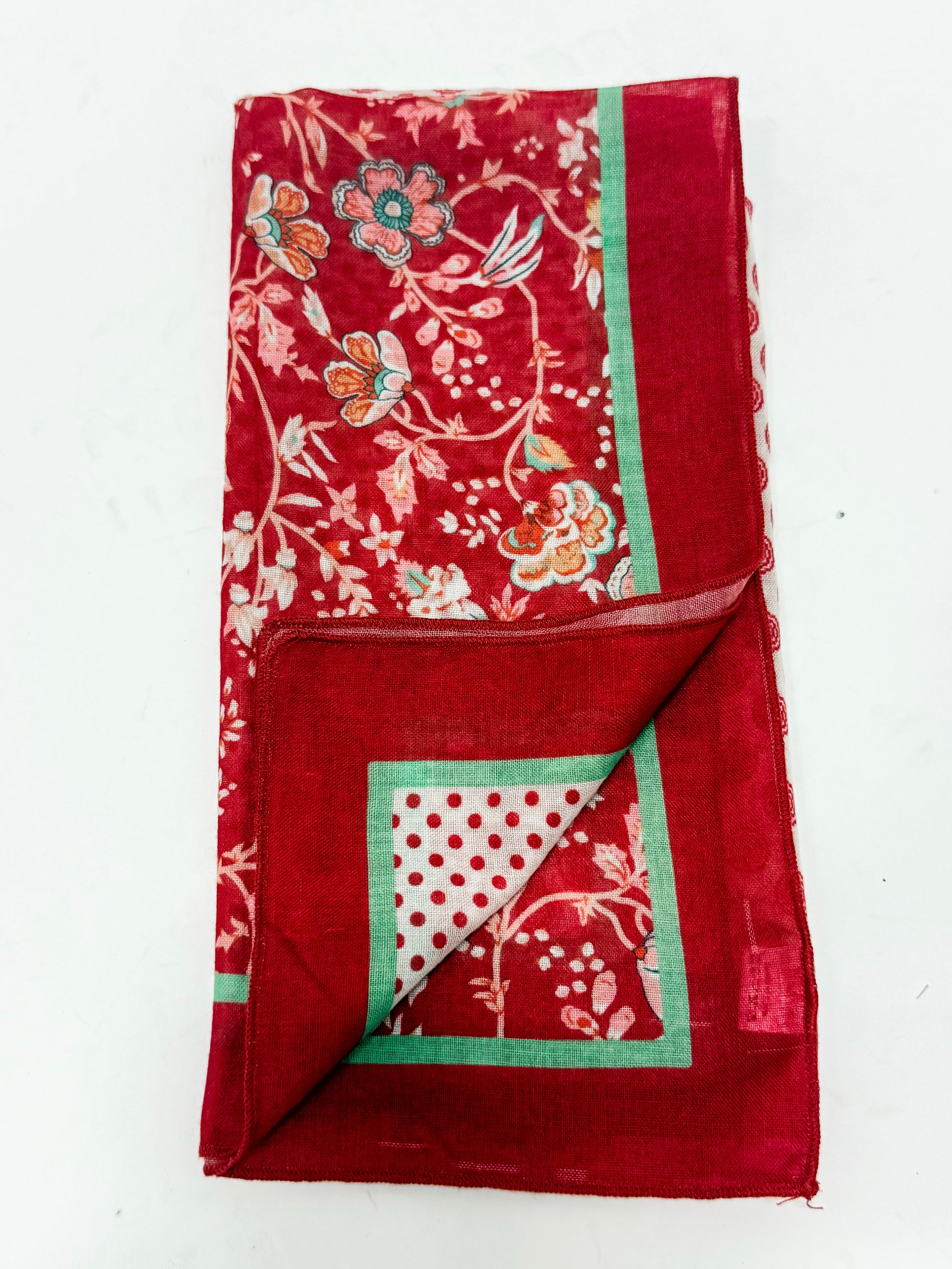 Cora Red Floral Square Scarf