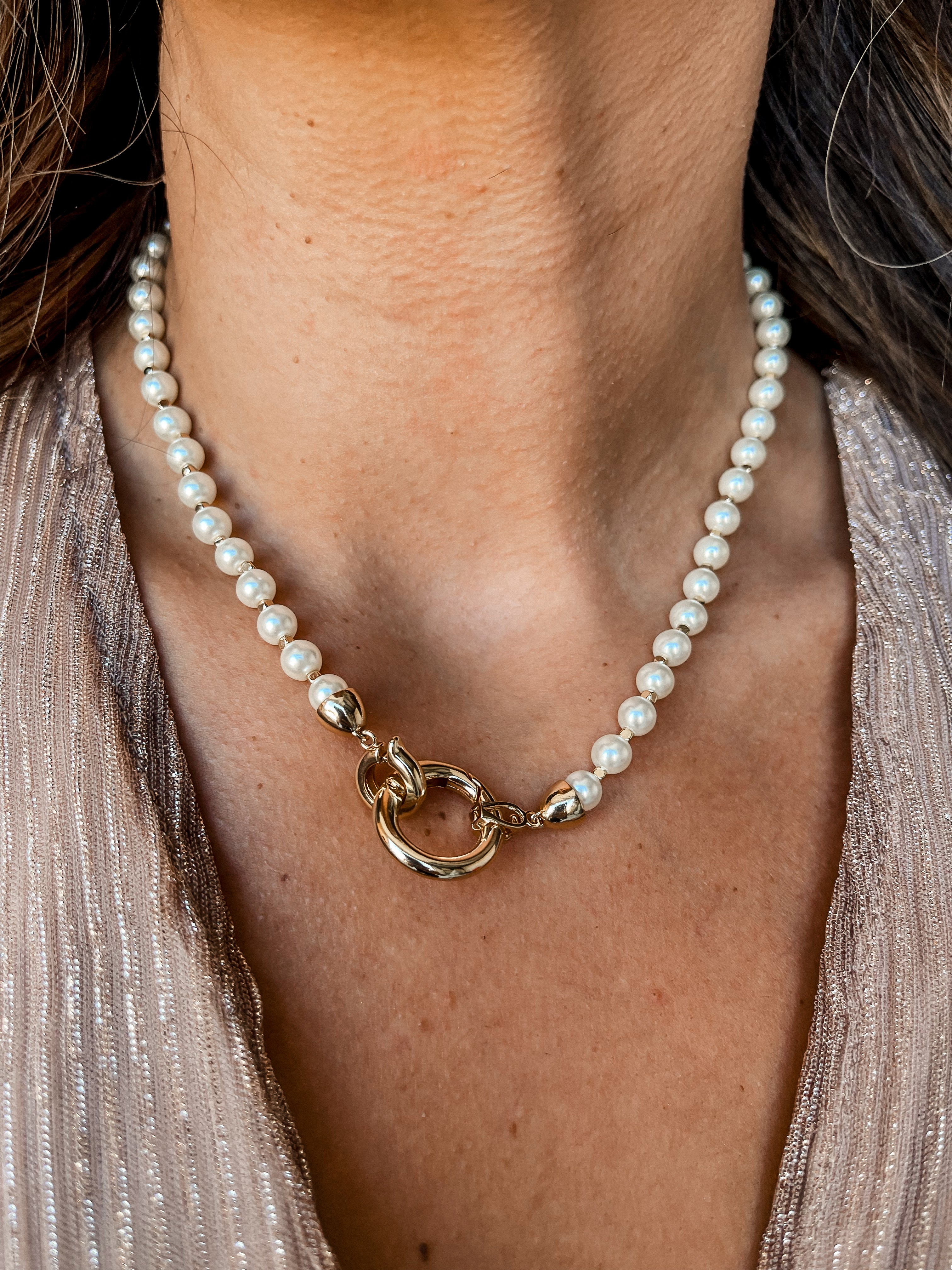 Couture Charm Pearl Beaded Necklace