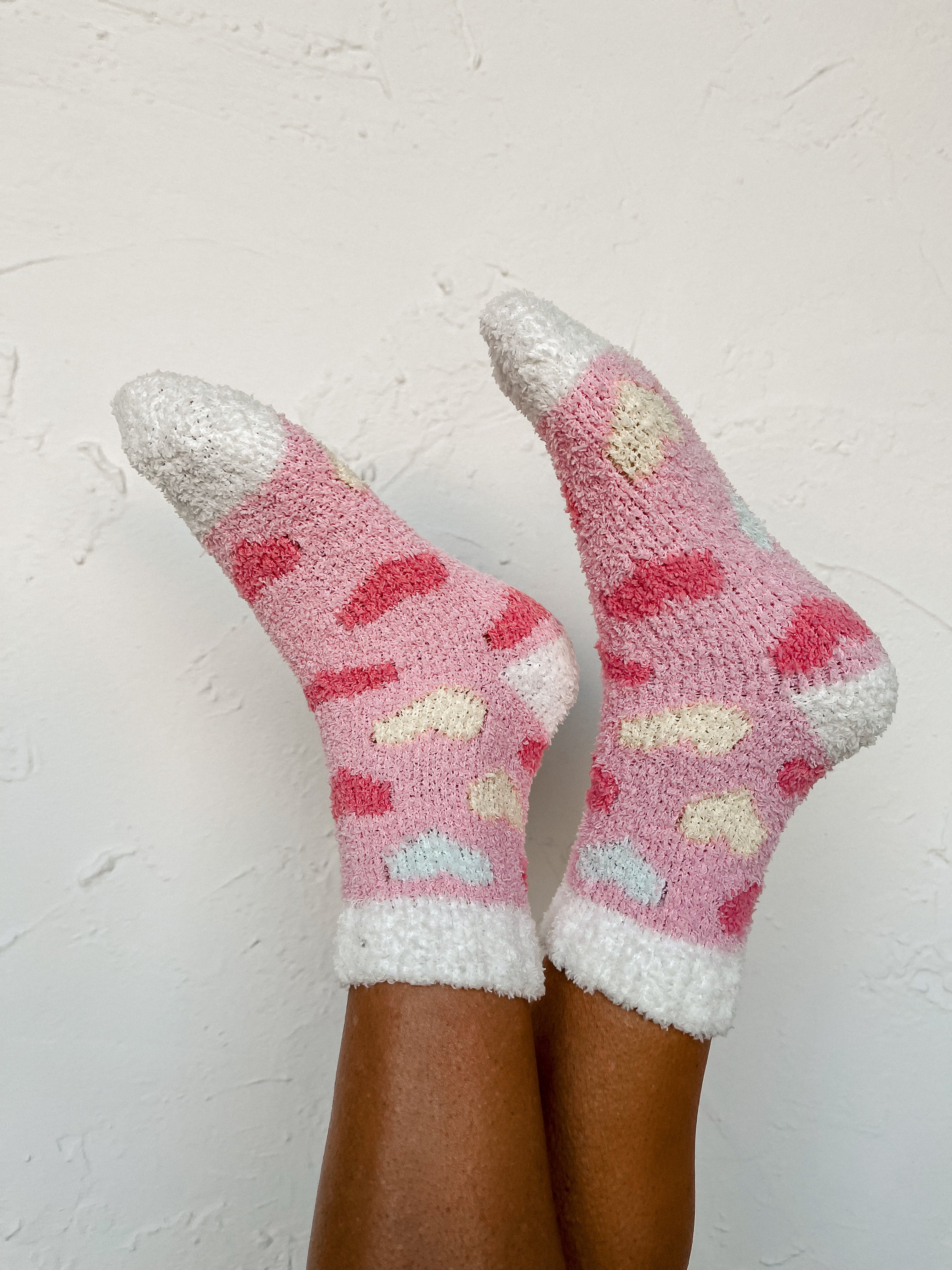 Cozy Cupid Fuzzy Socks-Pink Trio