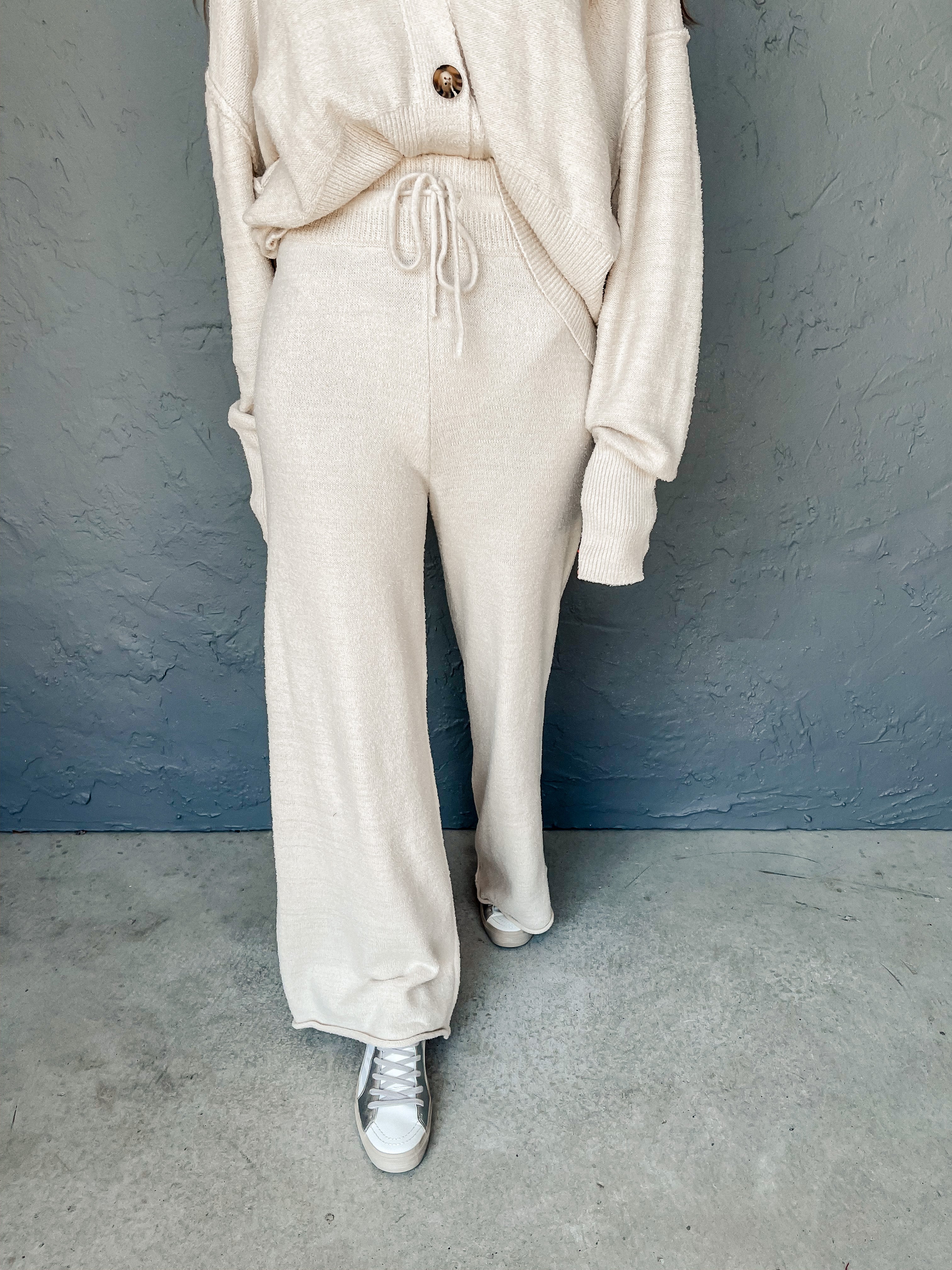 Off-white Knit Cozy Lounge Pants In Ivory