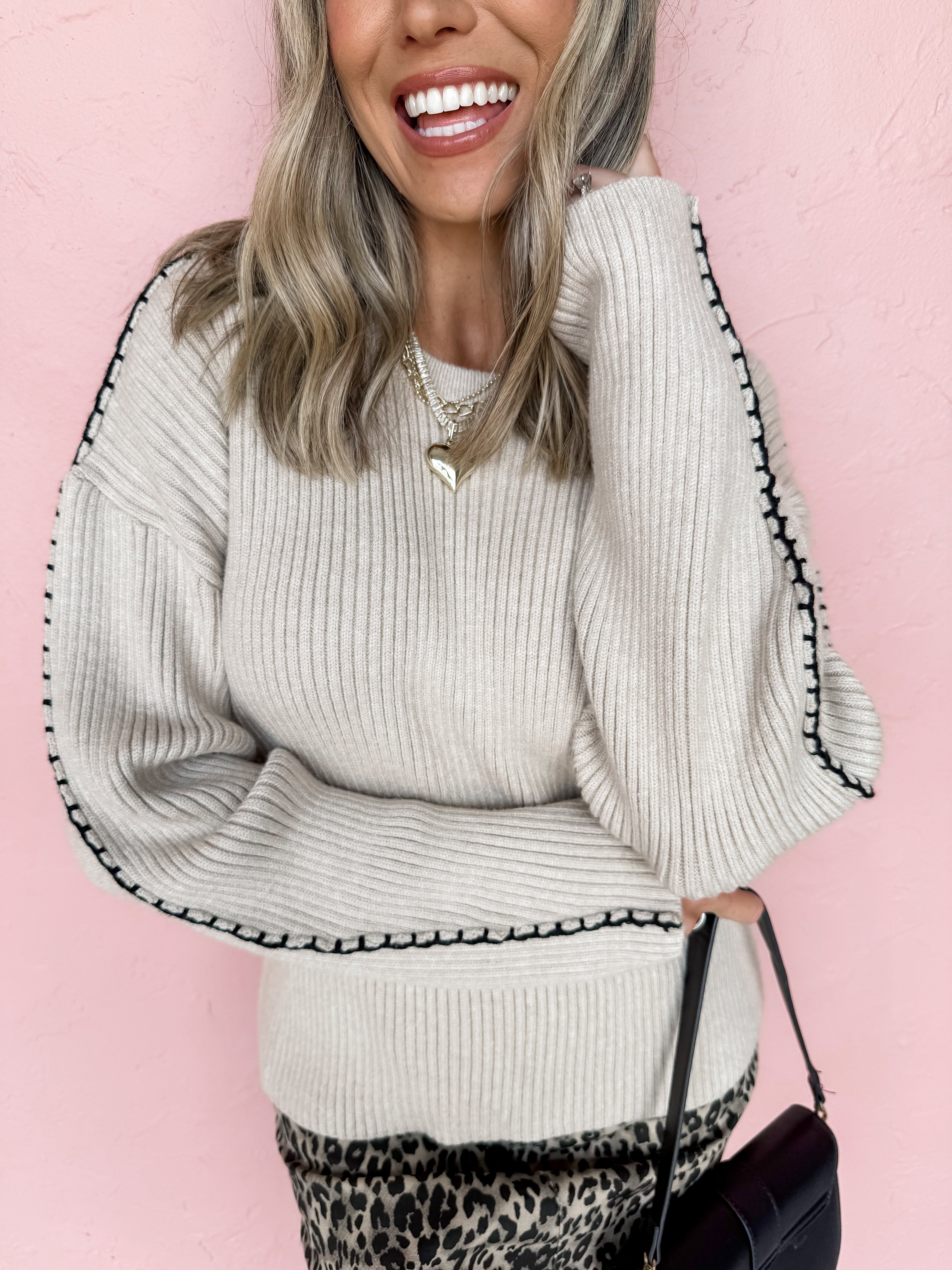 Cozy Moments Contrast Stitch Sweater