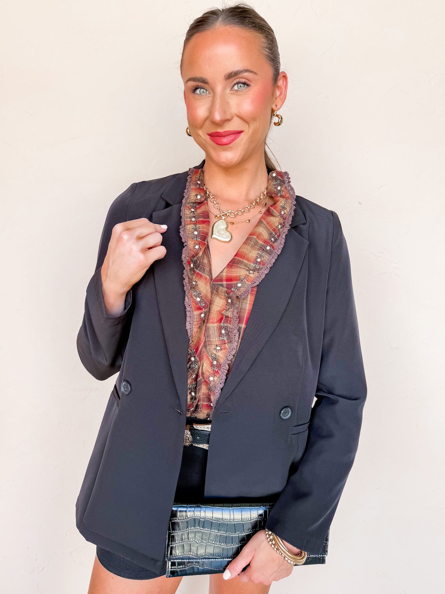 Crisp Air Double Breasted Jacket-Black