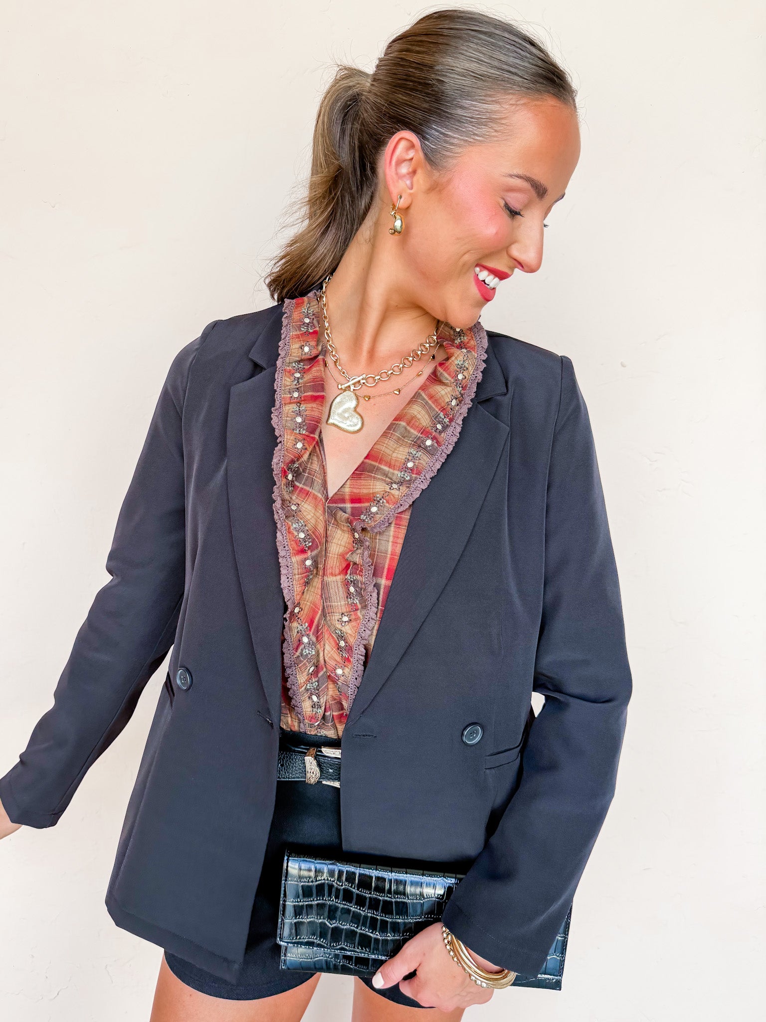 Crisp Air Double Breasted Jacket-Black