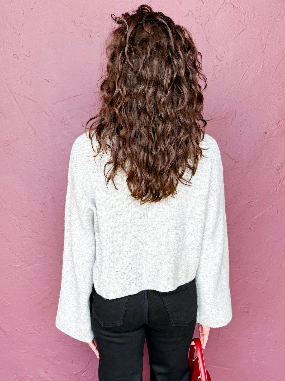 Crosby Turtle Neck Cropped Sweater-Grey