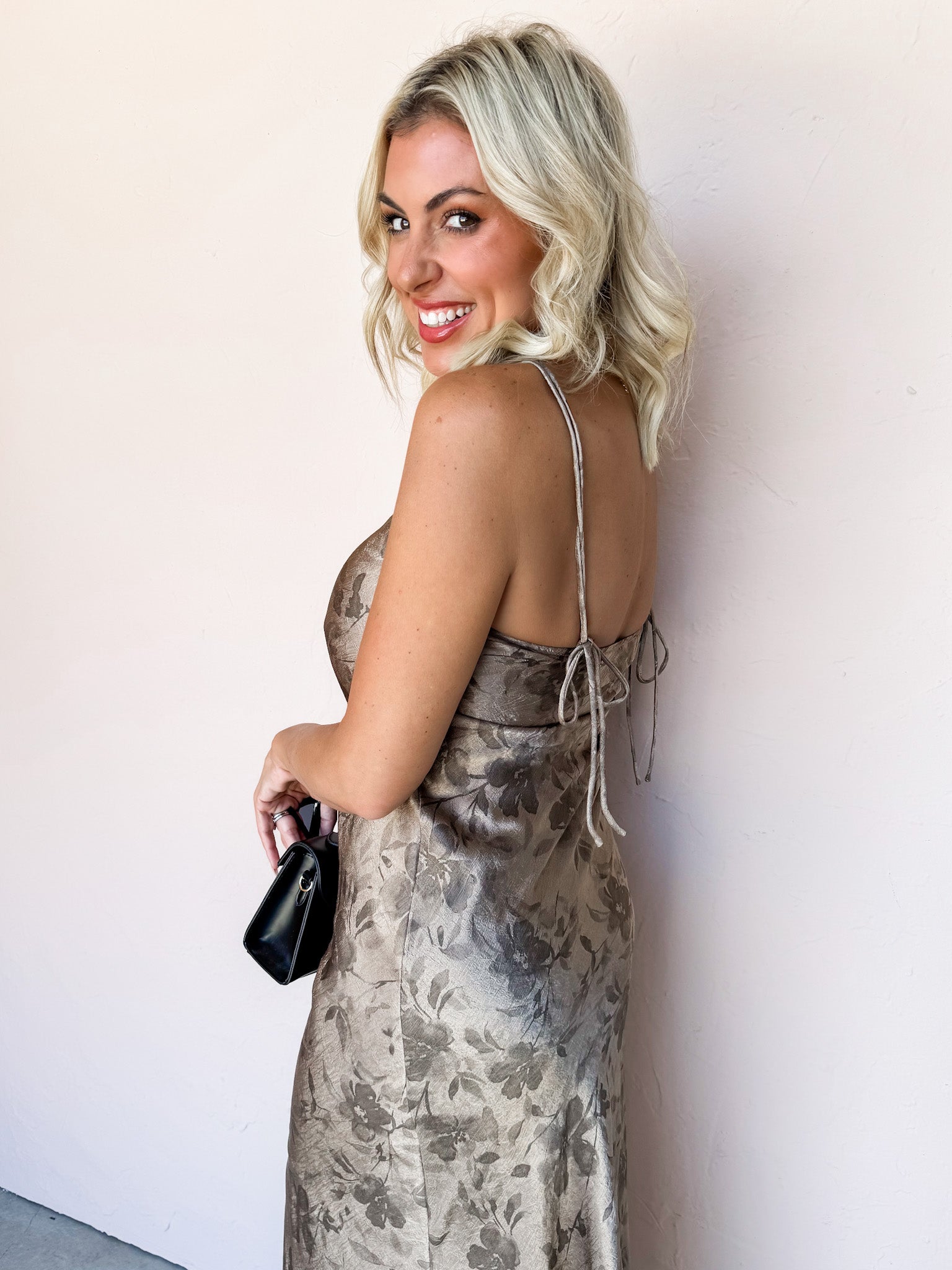 Crossed My Mind Floral Satin Slip Dress