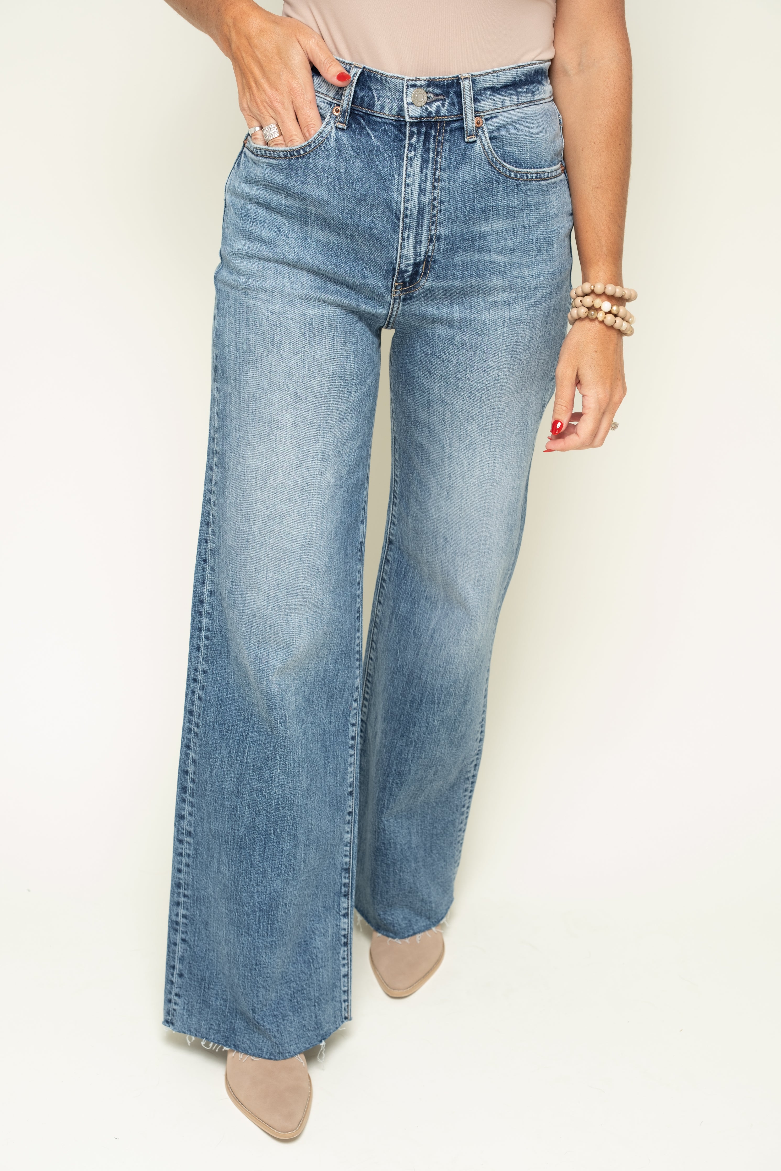 [DAZE] Far Out High Rise Wide Leg Jeans-Stunner