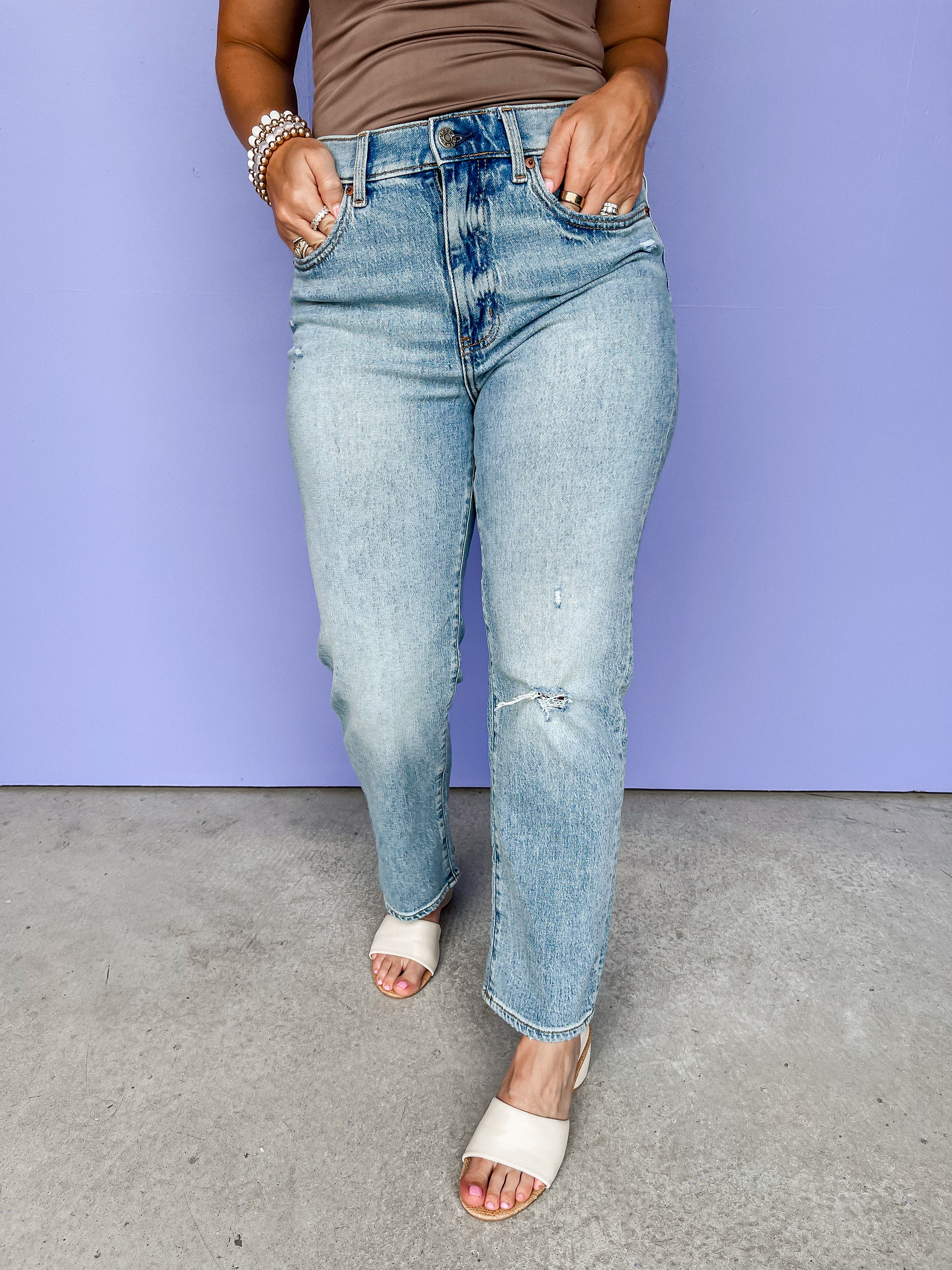 [DAZE] Straight Up High Rise Straight Jeans-Promise Distressed