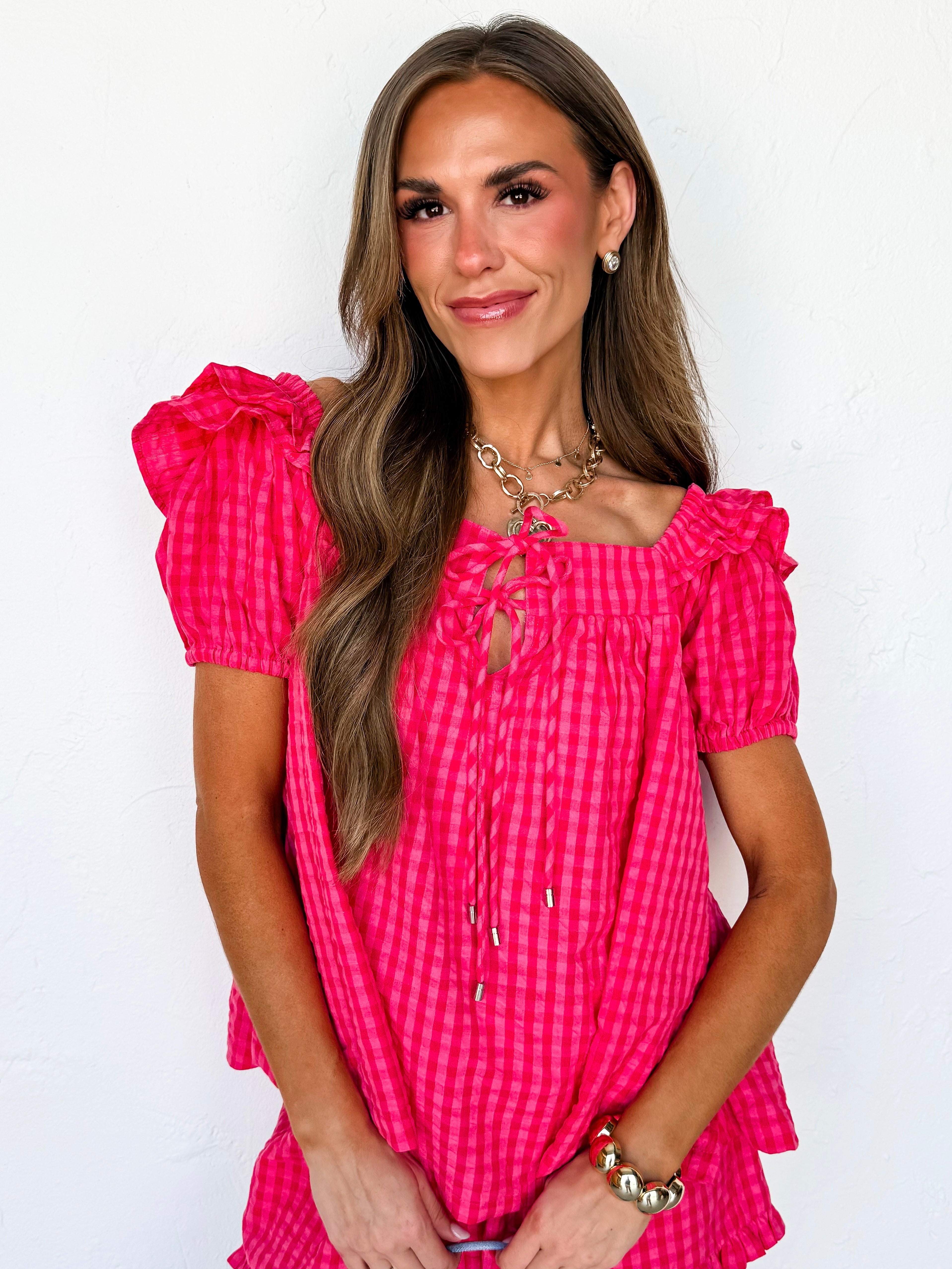 Dalli Gingham Babydoll Top