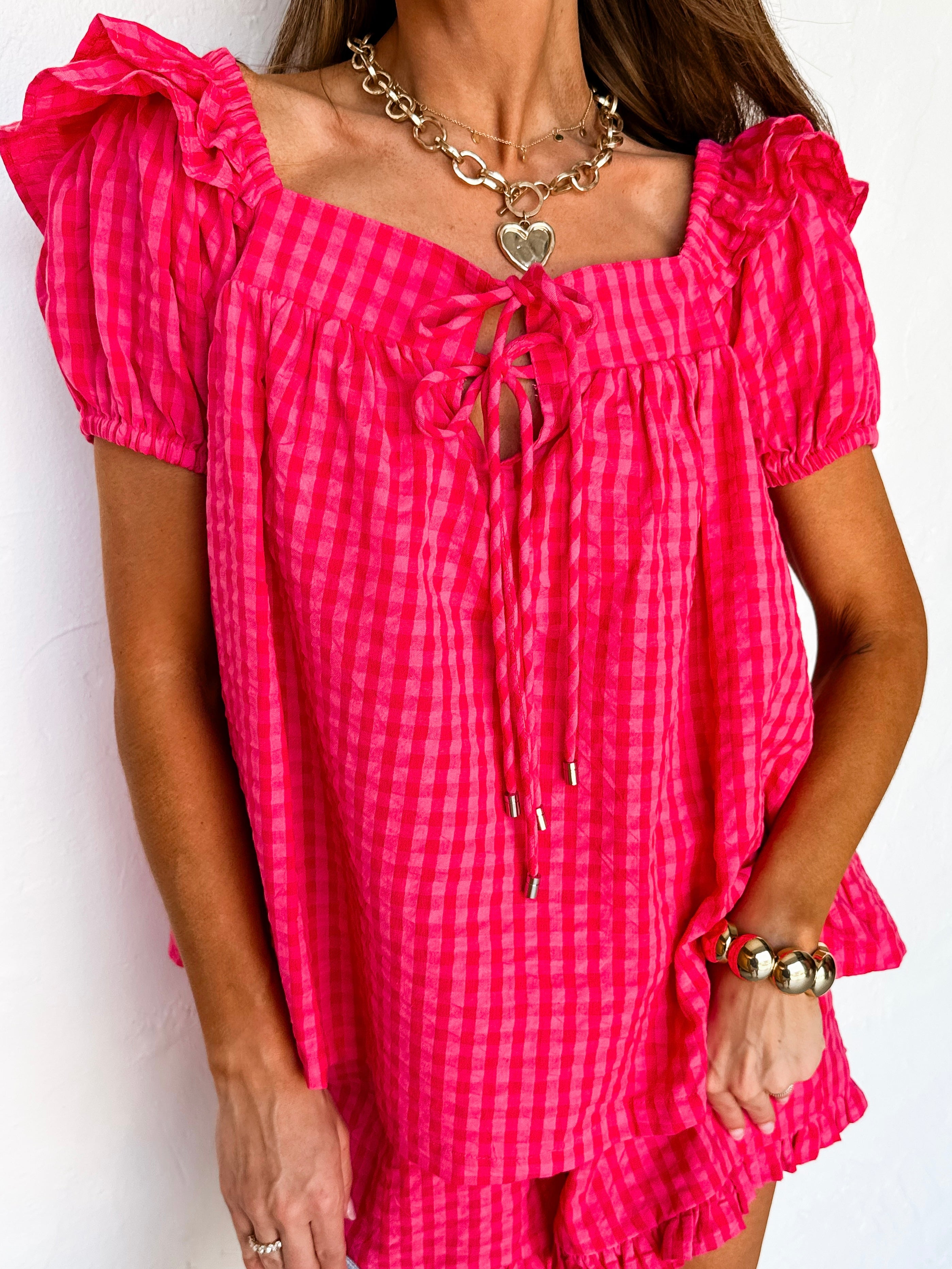 Dalli Gingham Babydoll Top