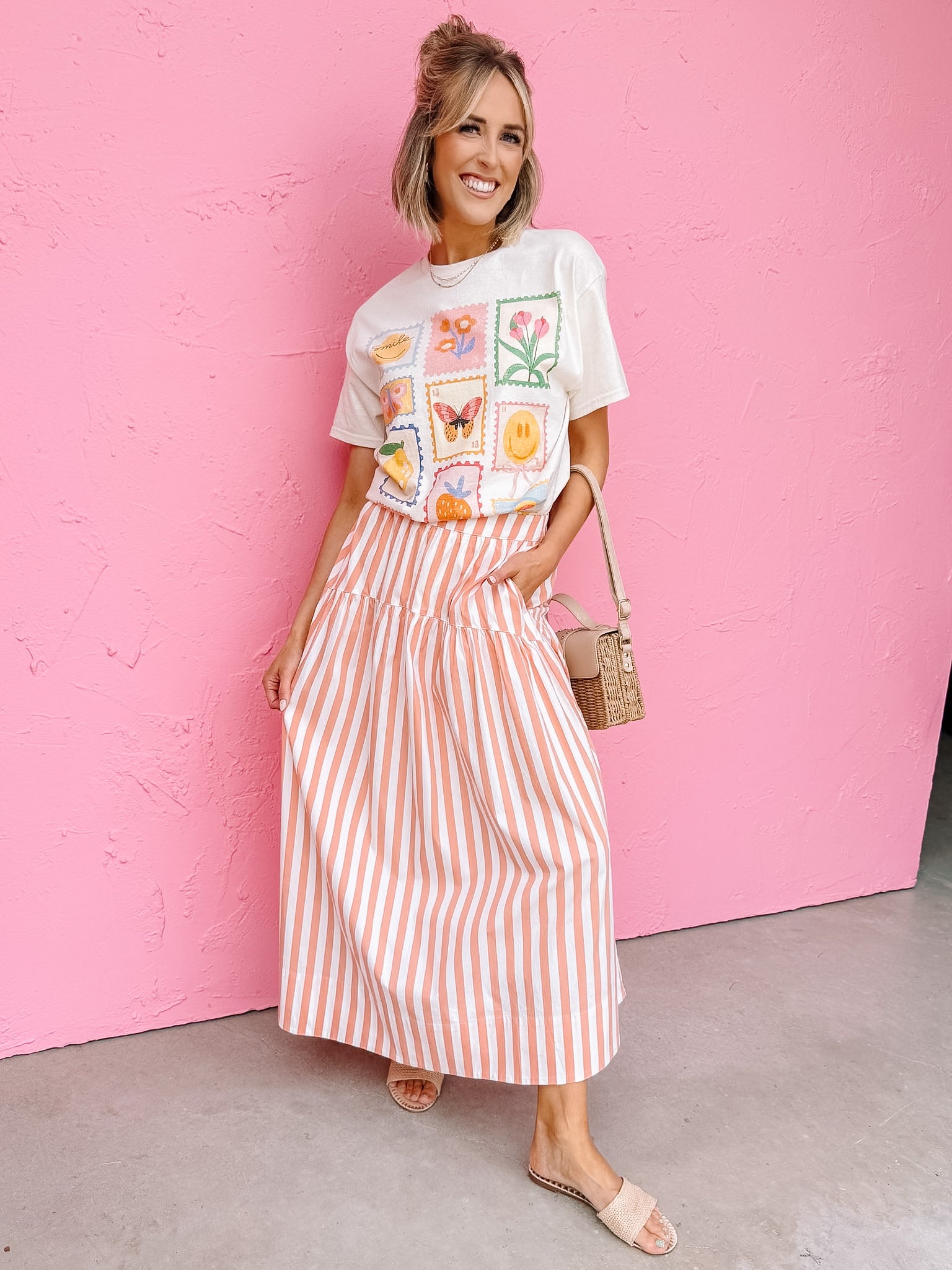 Danica Striped Midi Skirt