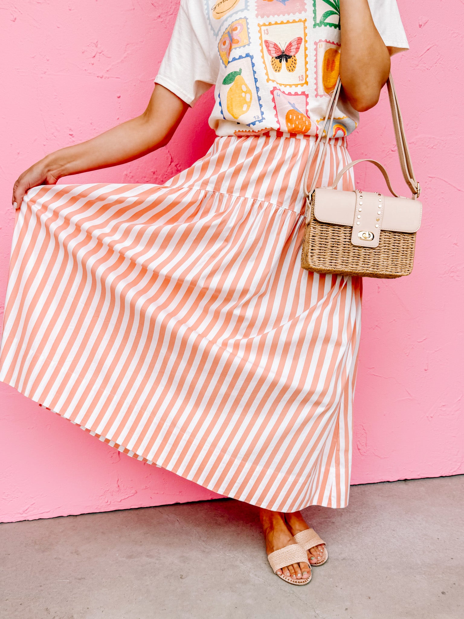 Danica Striped Midi Skirt