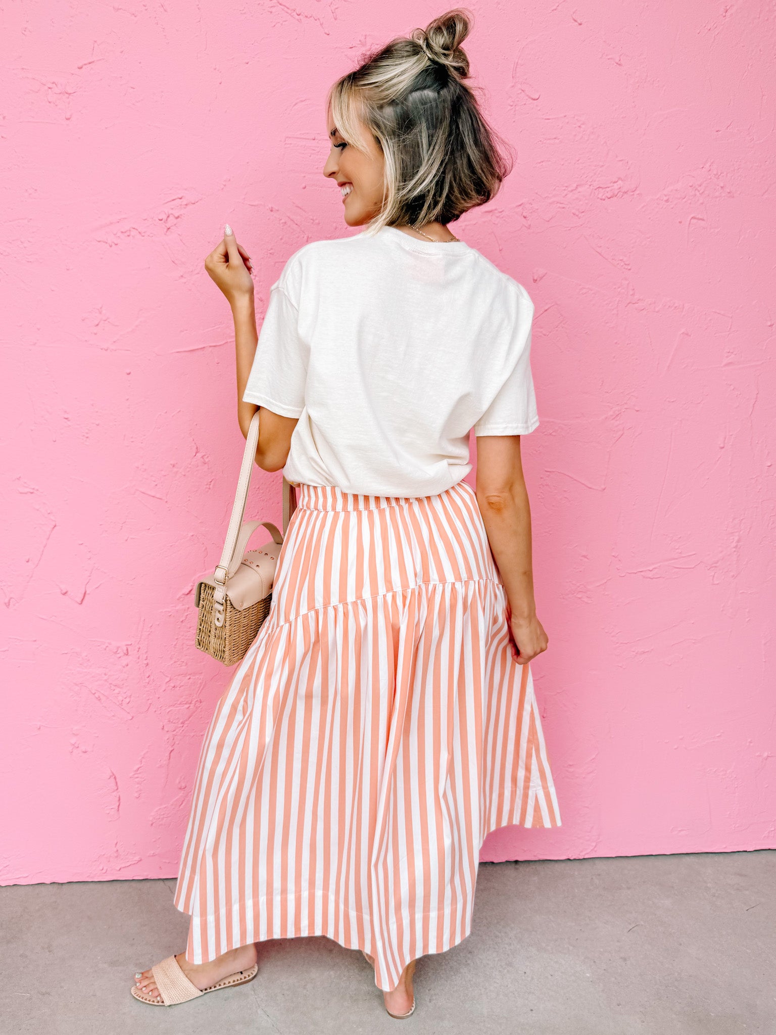 Danica Striped Midi Skirt