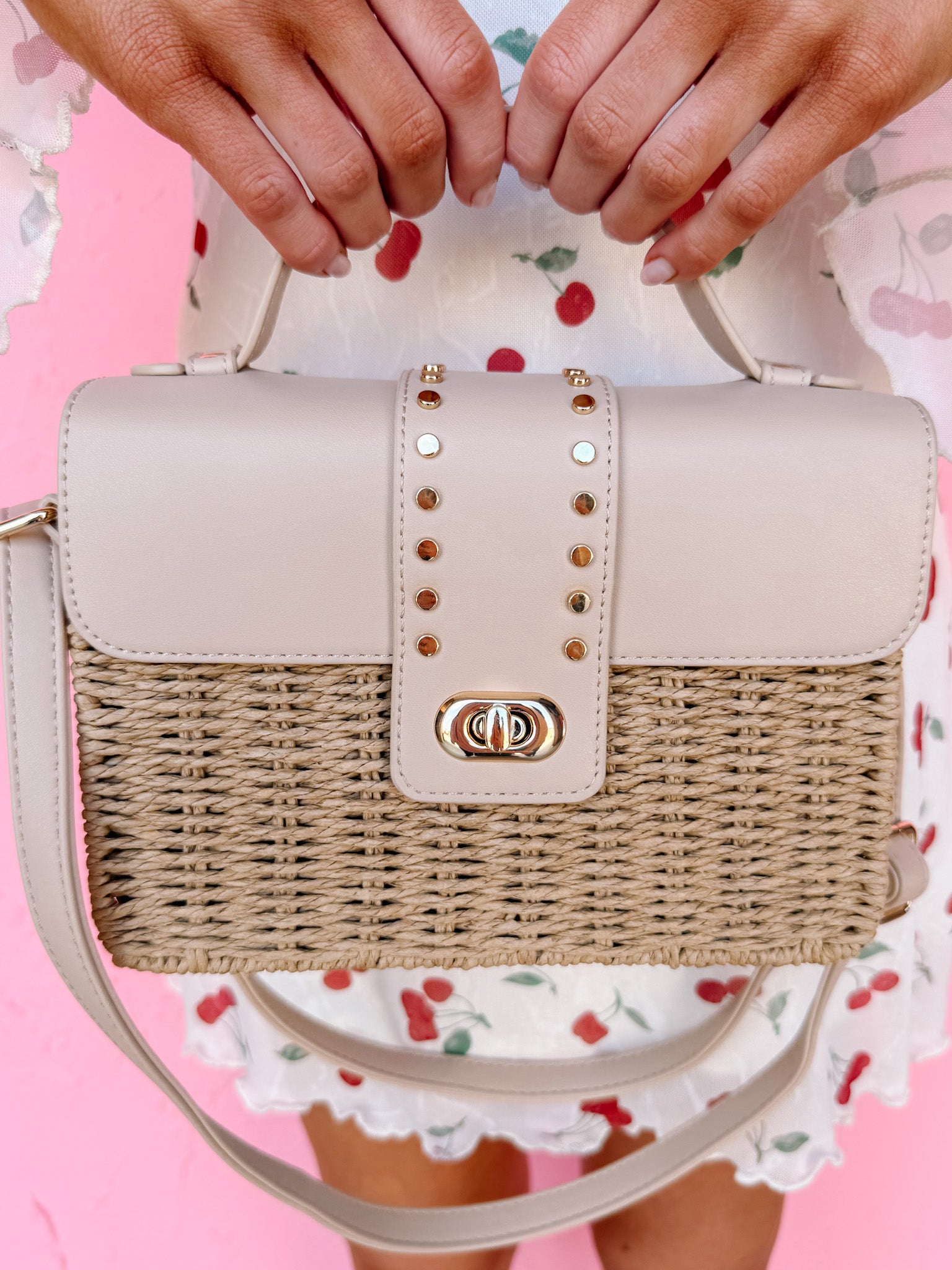 Dara Woven Straw Satchel Bag