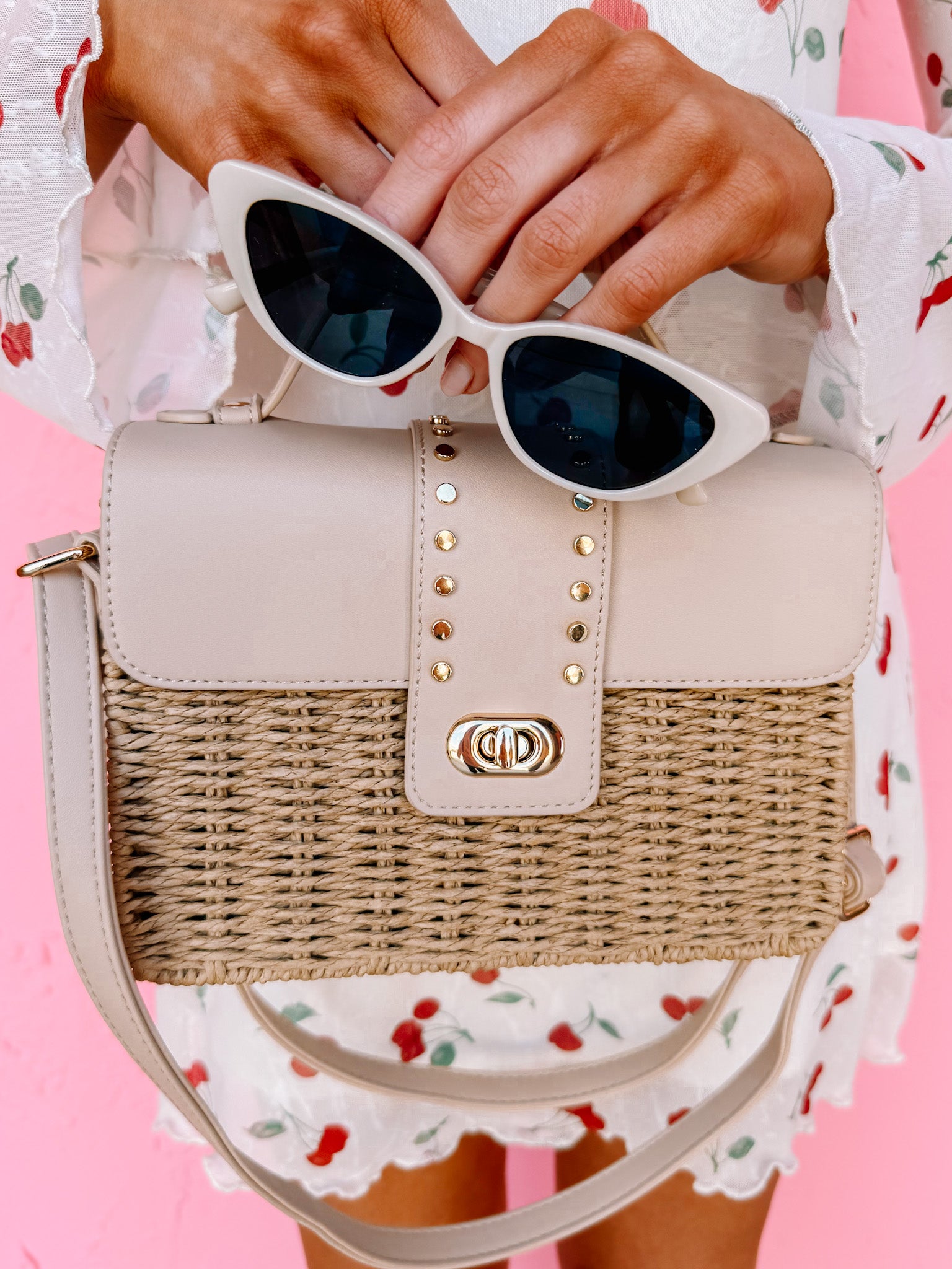 Dara Woven Straw Satchel Bag