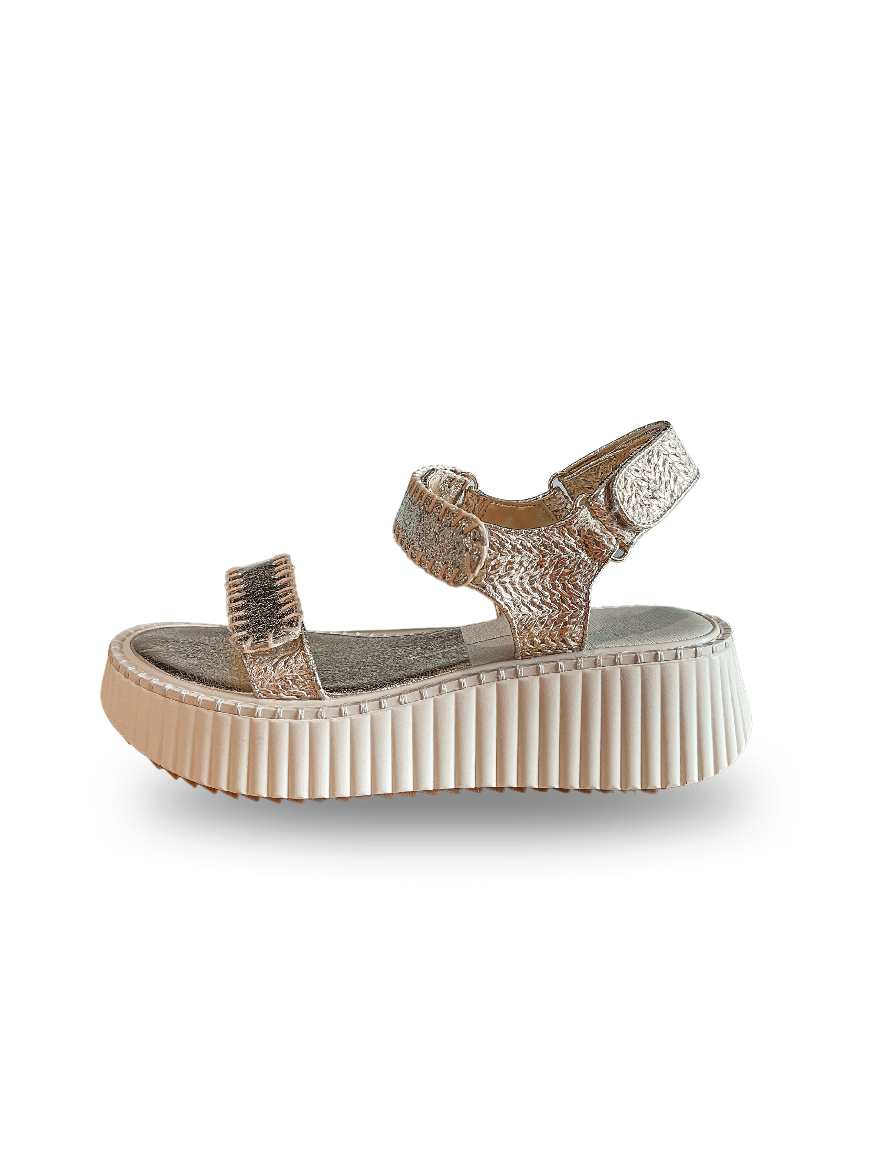 Darcy Platform Velcro Sandals-Gold