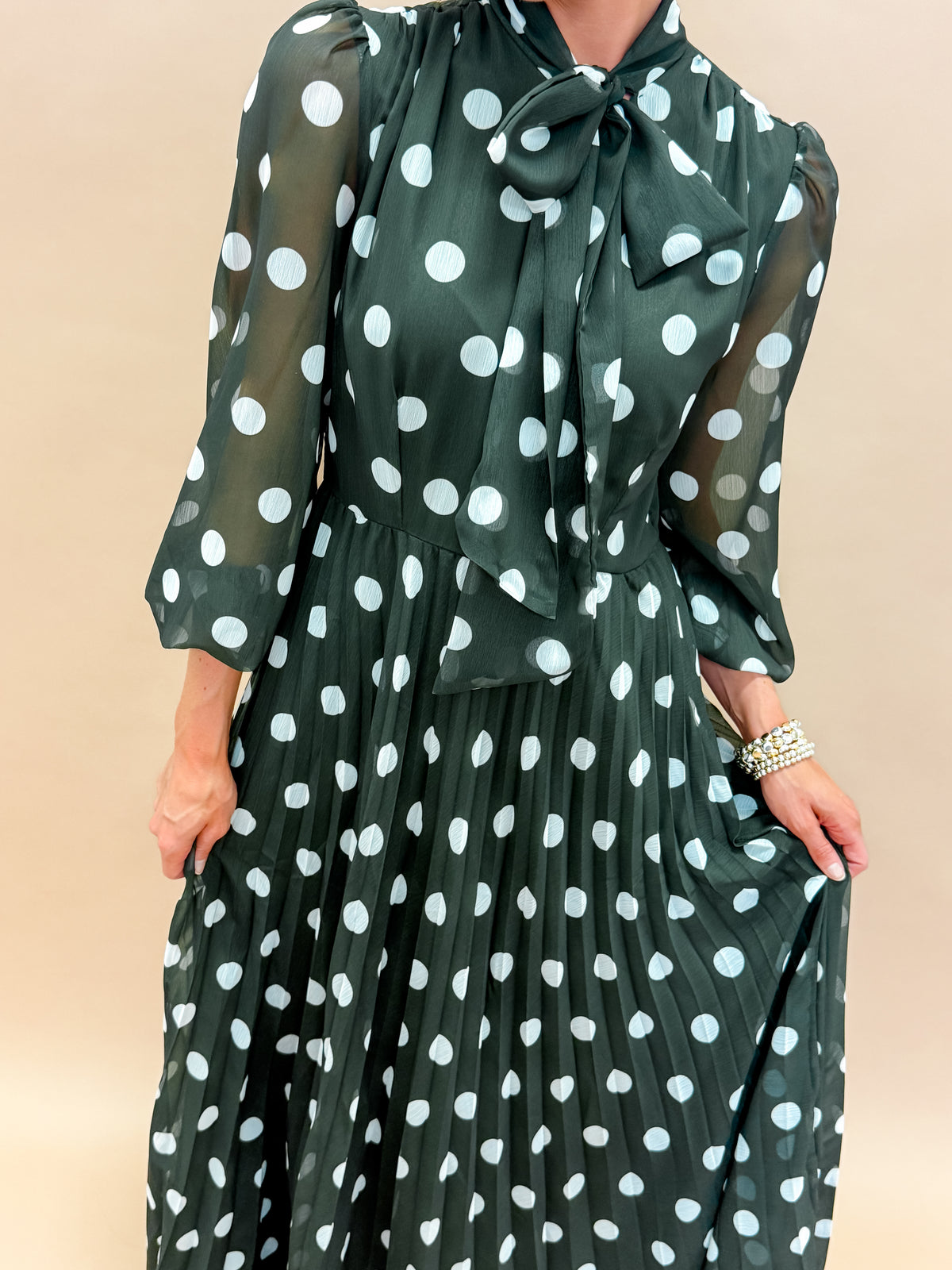 Dawson Polka Dot Tie Neck Maxi Dress