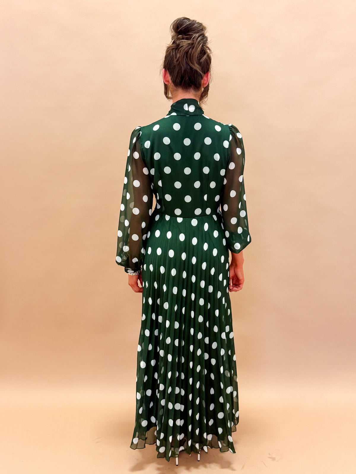 Dawson Polka Dot Tie Neck Maxi Dress