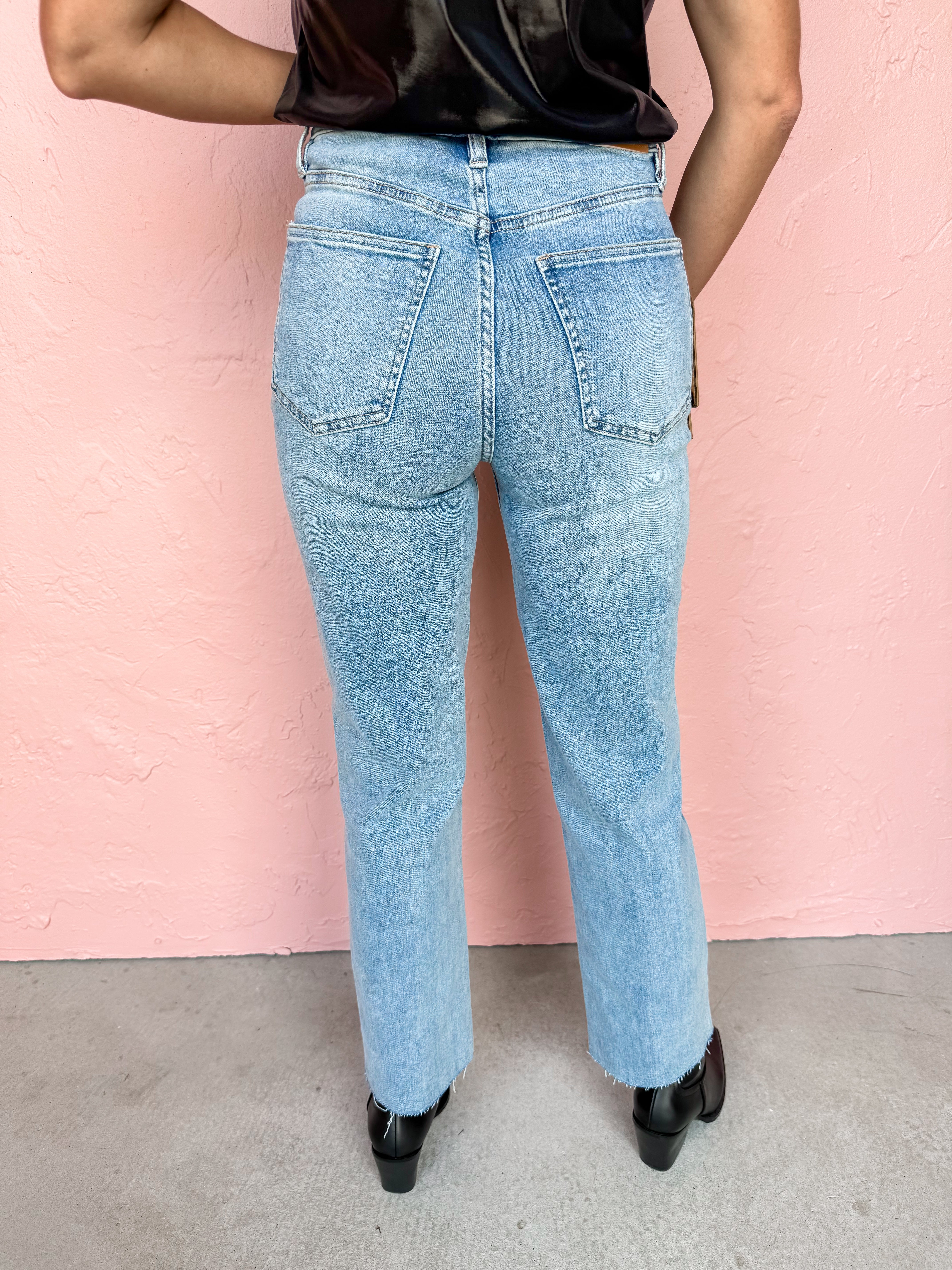 [Dear John] 90s High Rise Straight Jeans-Artic Denim