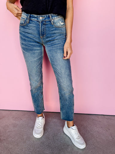 Phoenix Distressed Cropped Jeans-Hot Pink