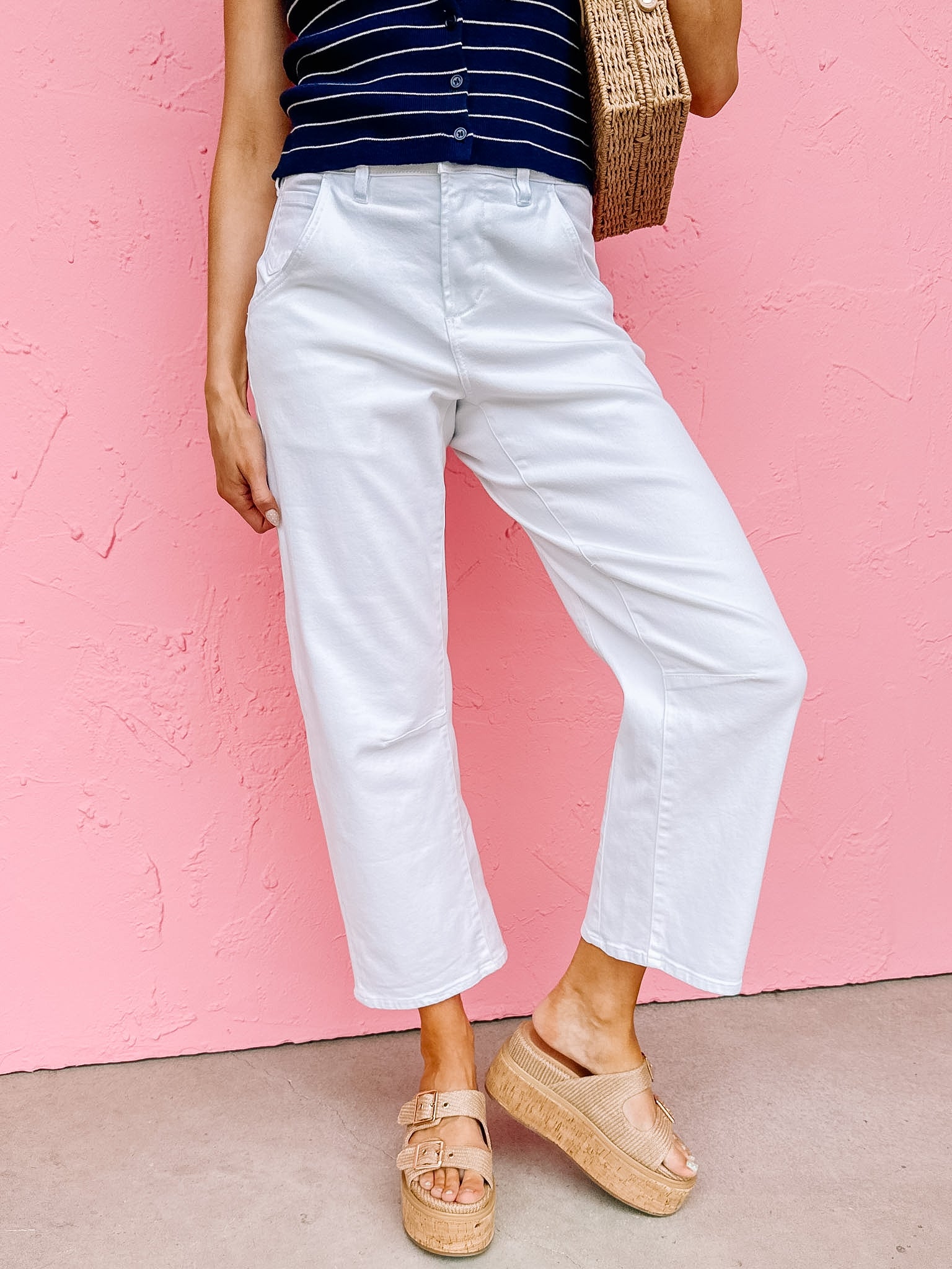[Dear John] Lasso Cropped Barrel Jeans-Summer White