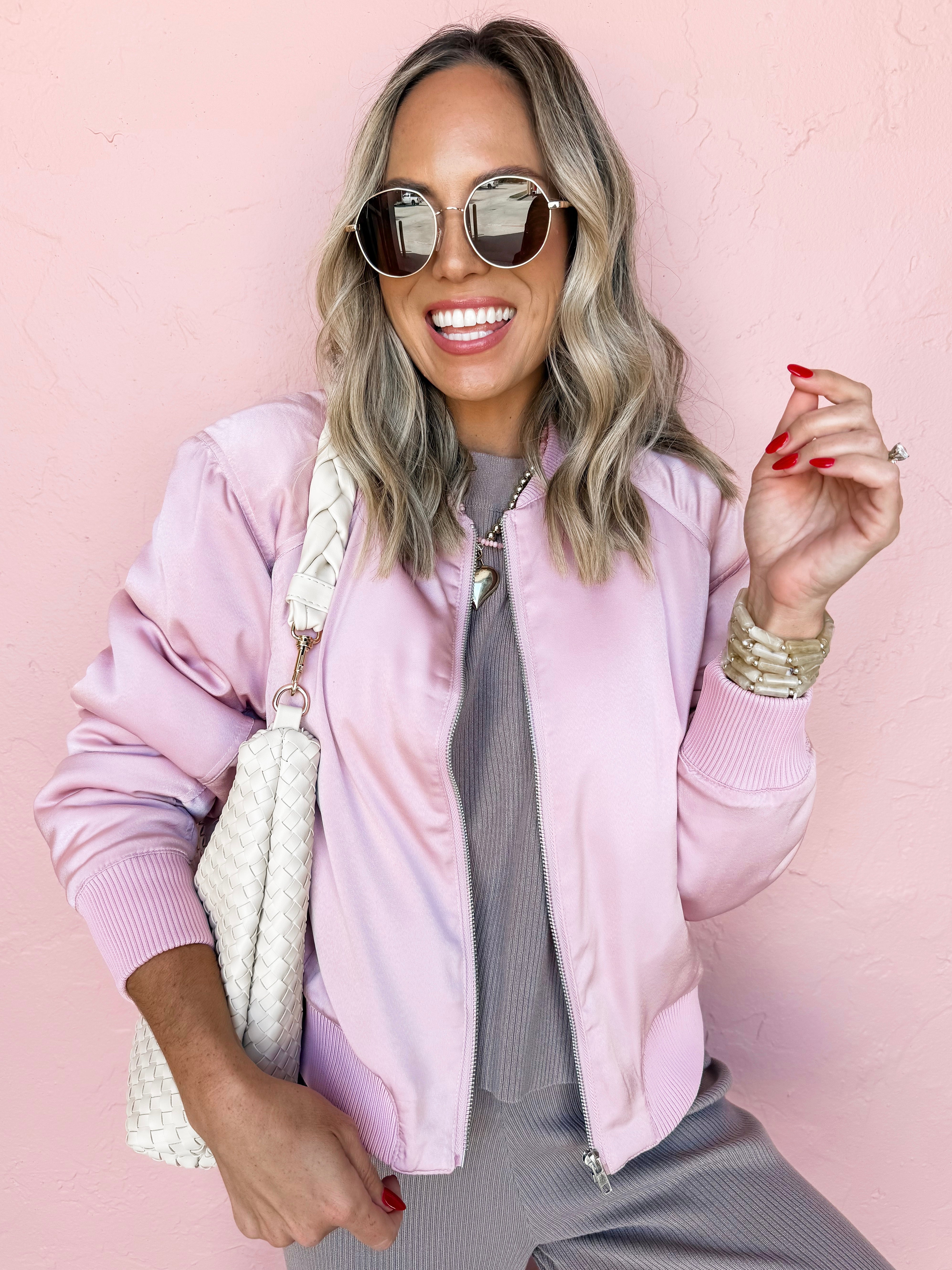 [Dear John] Samaria Relaxed Bomber Jacket-Satin Pink