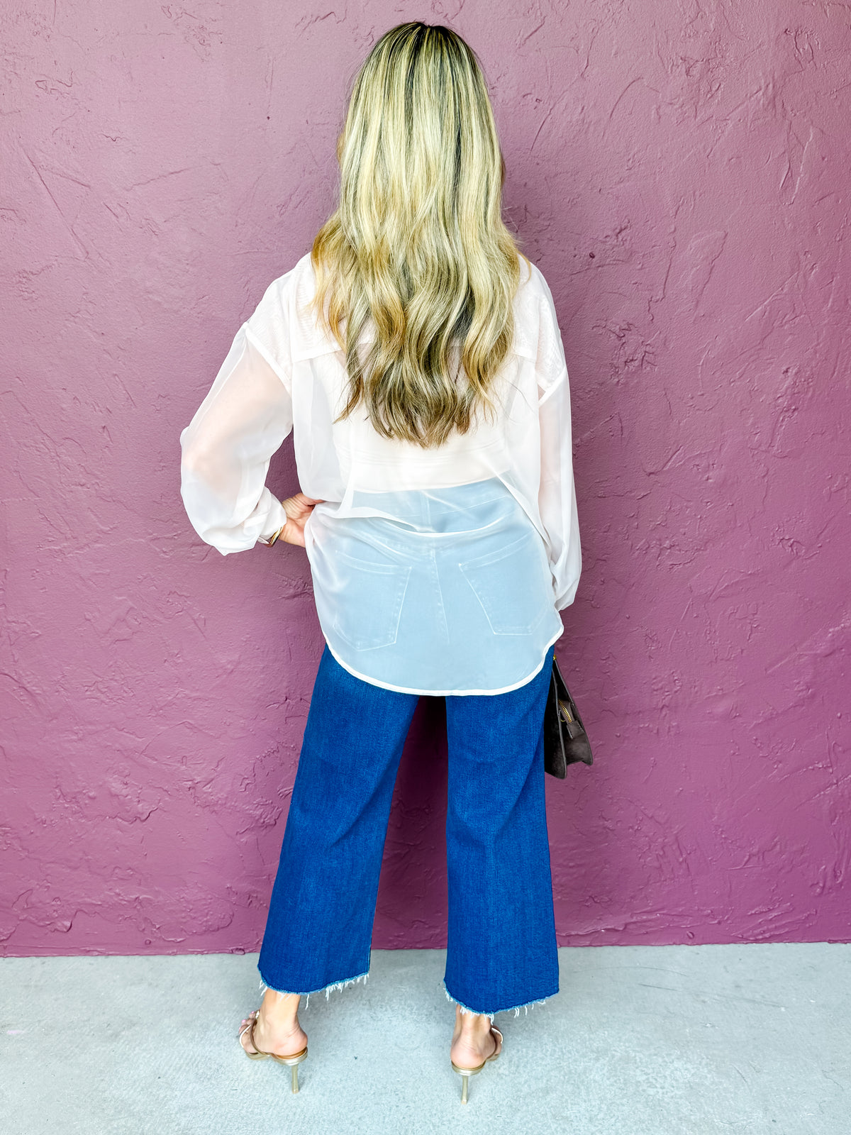 Dela Sheer Chiffon Button Front