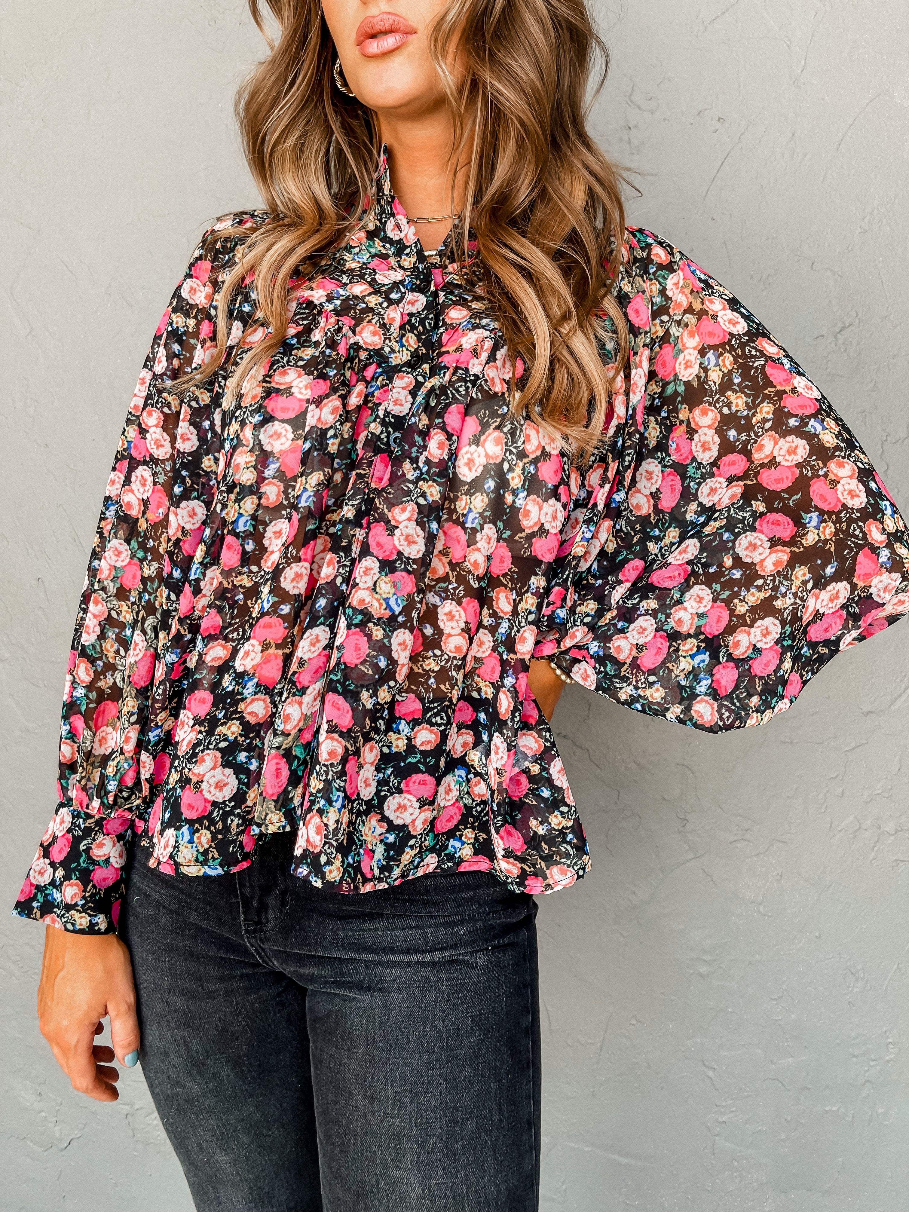 Delightful Charm Floral Sheer Top