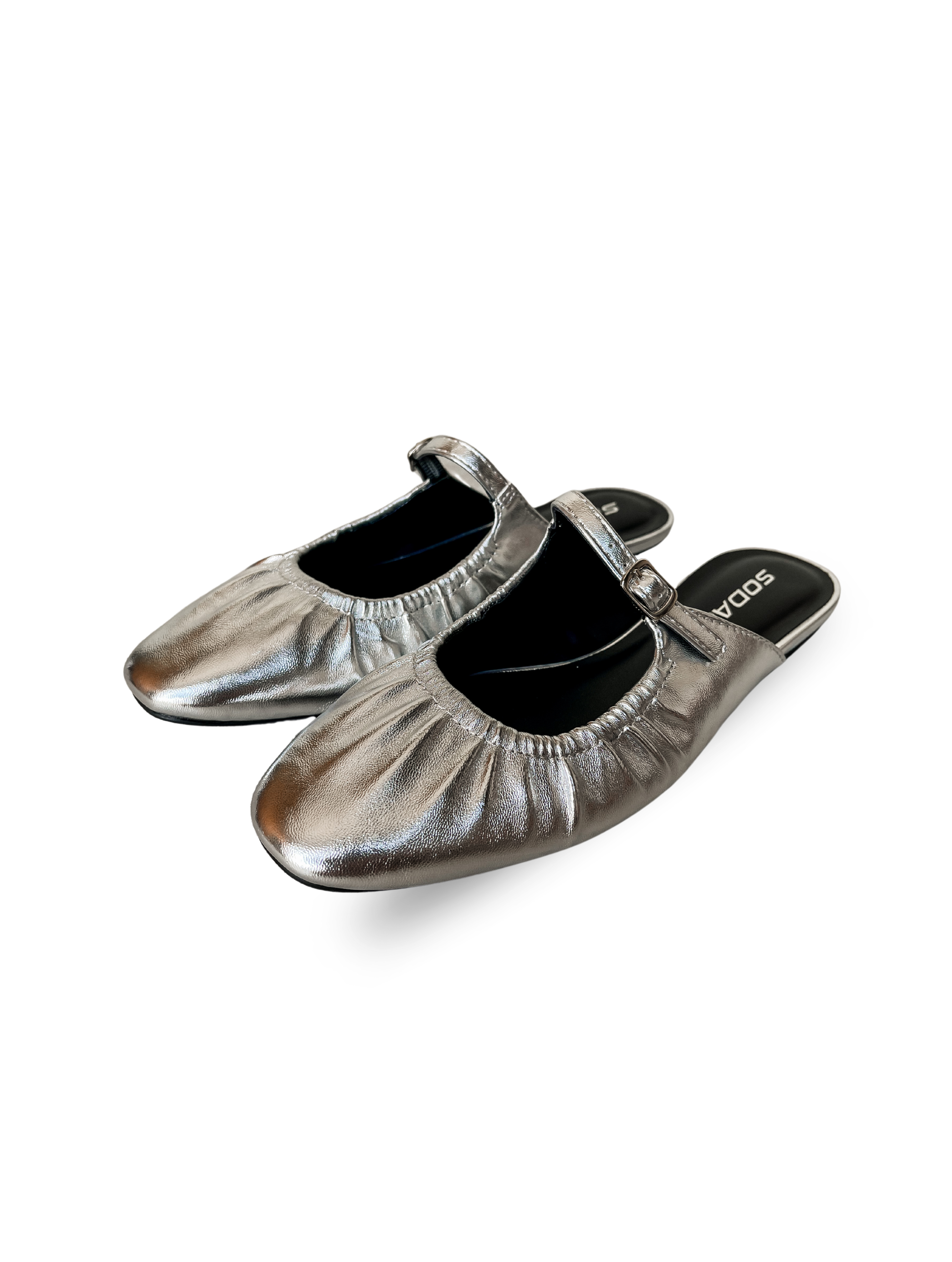 Demure Ballet Mule-Silver