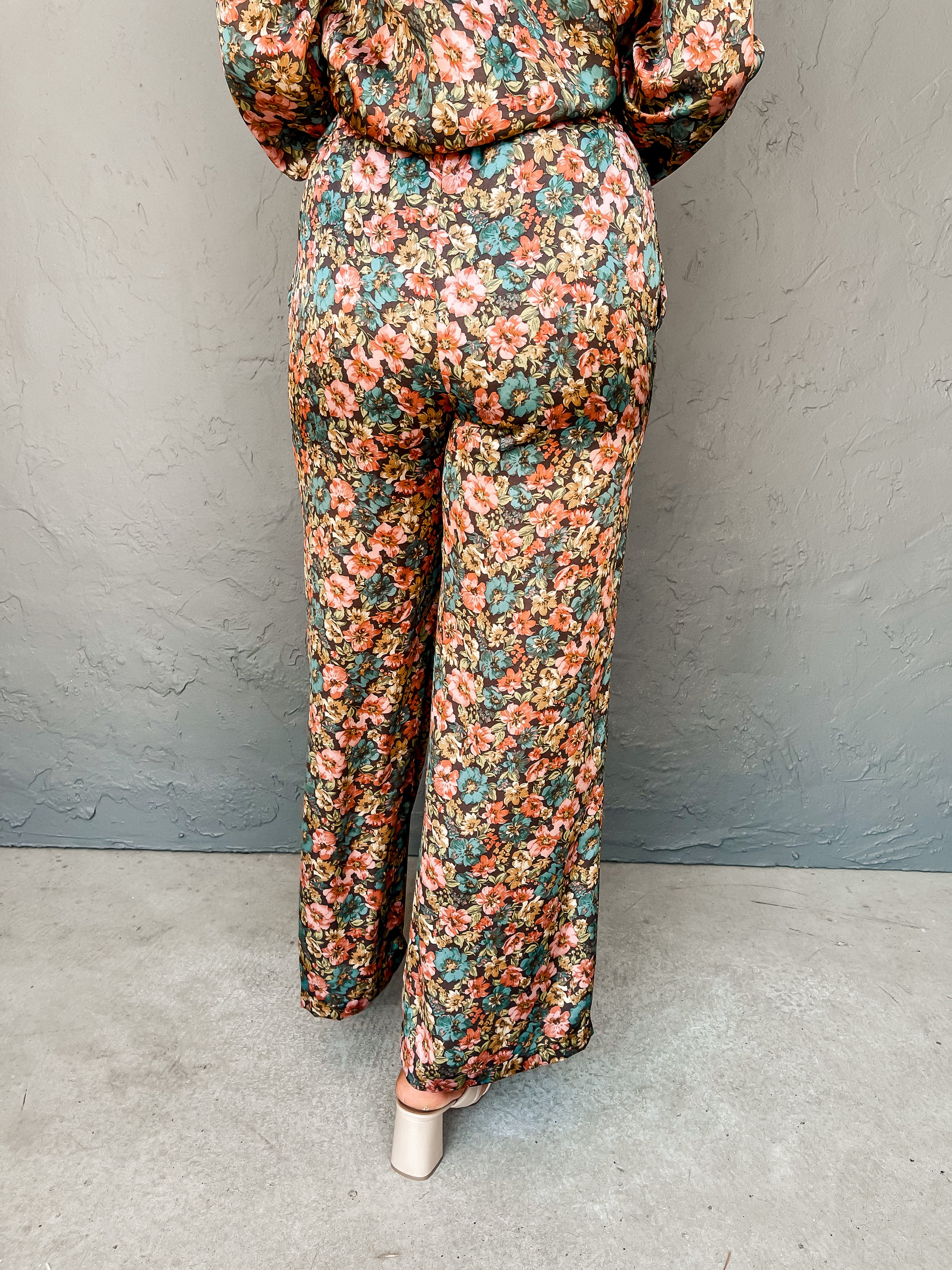 Destined To Be Floral Satin Pants