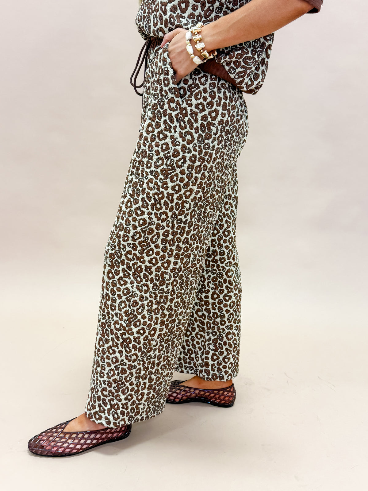 Diana Leopard Jacquard Set-Brown