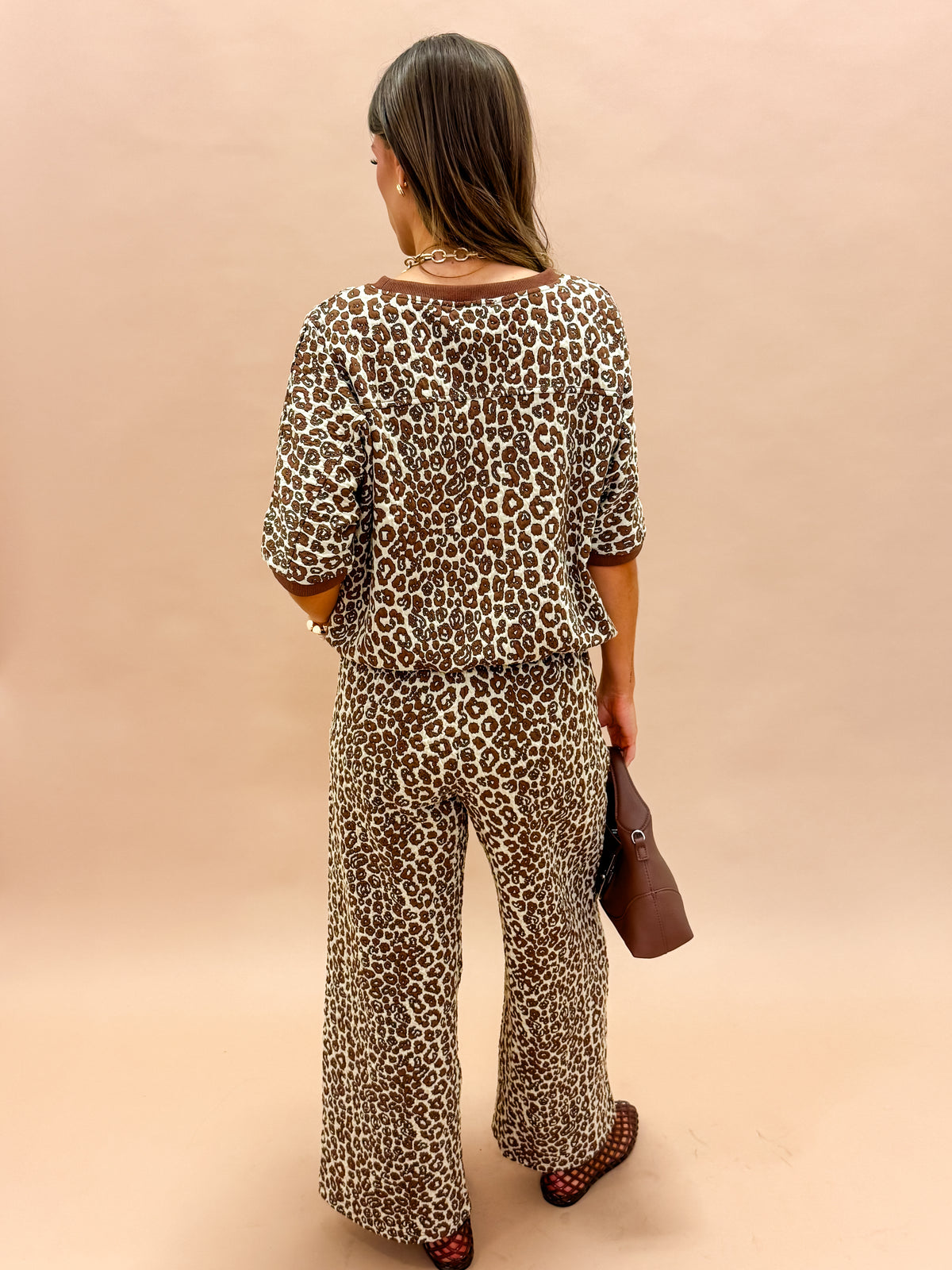 Diana Leopard Jacquard Set-Brown