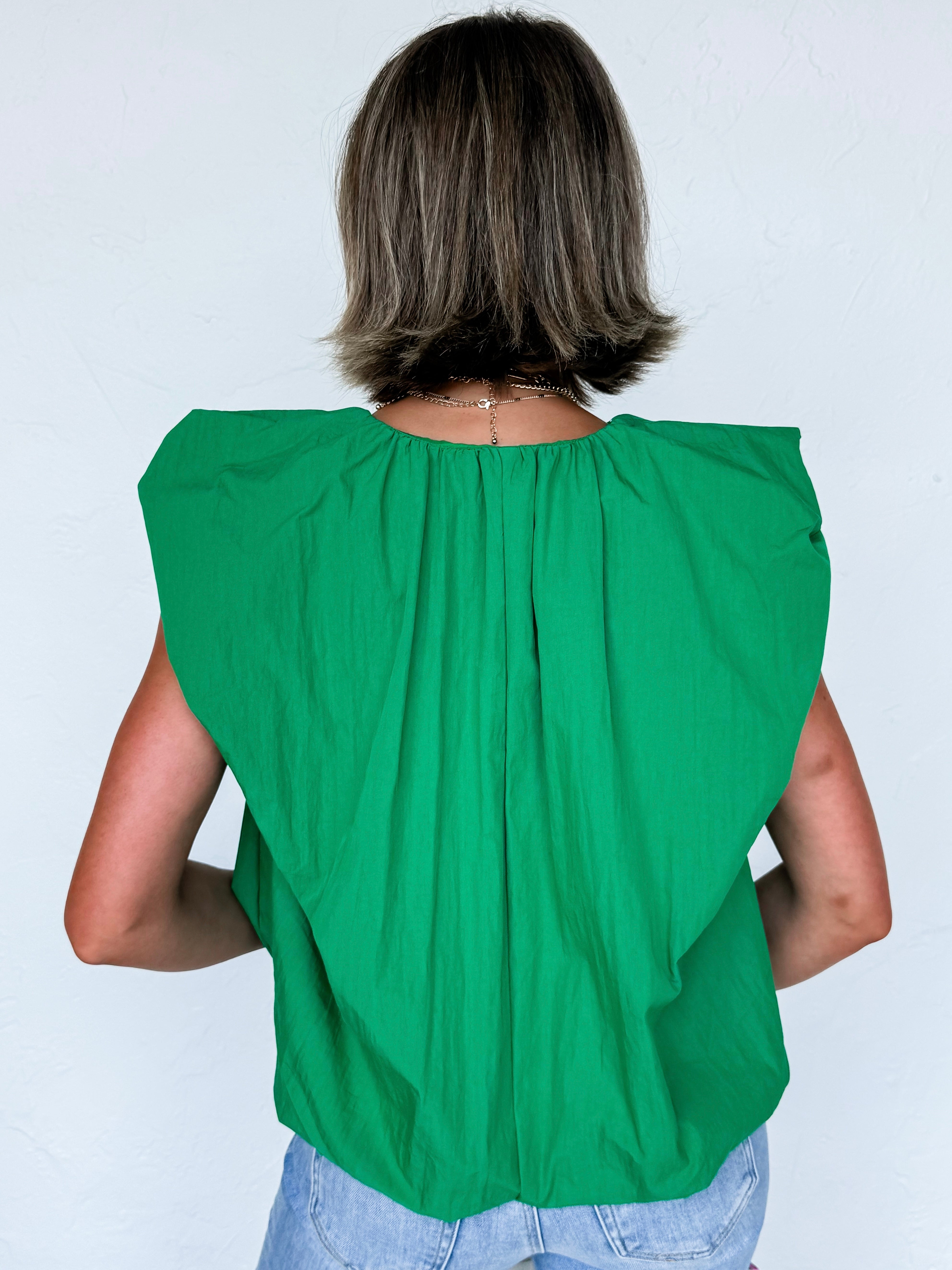 Diane V Neck Sleeveless Top-Green