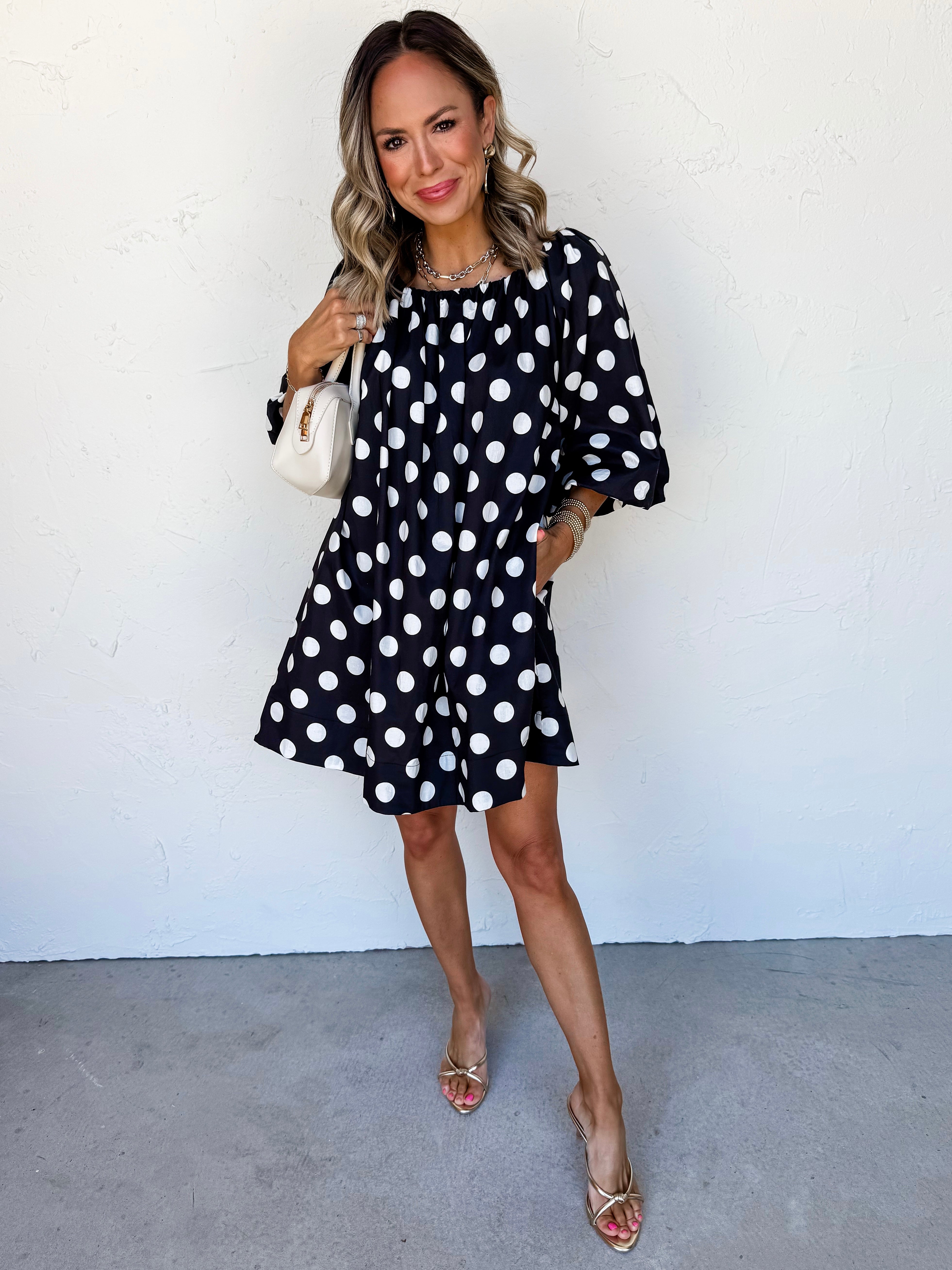 Dotted Darling Mini Dress-Black