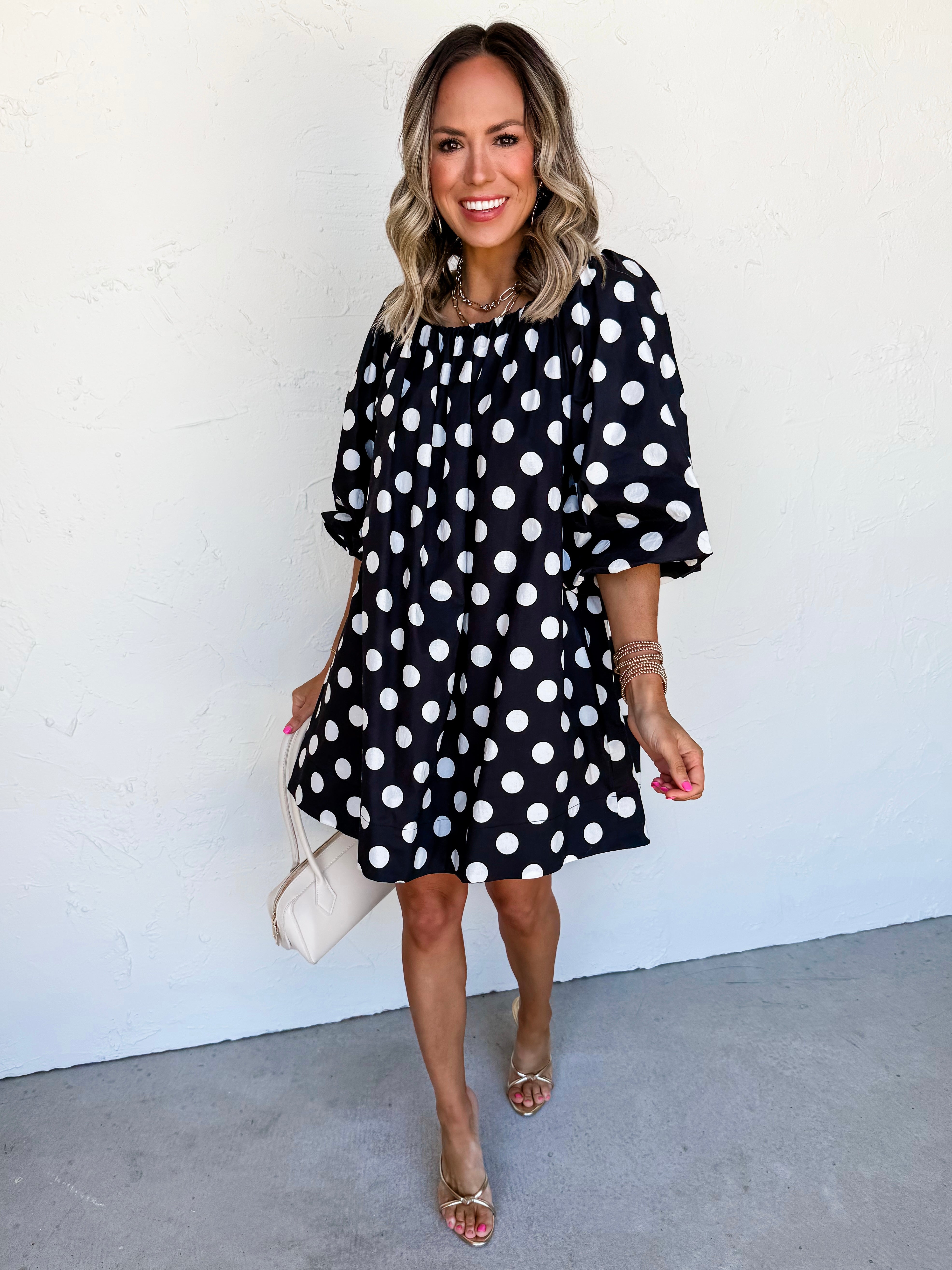 Dotted Darling Mini Dress-Black