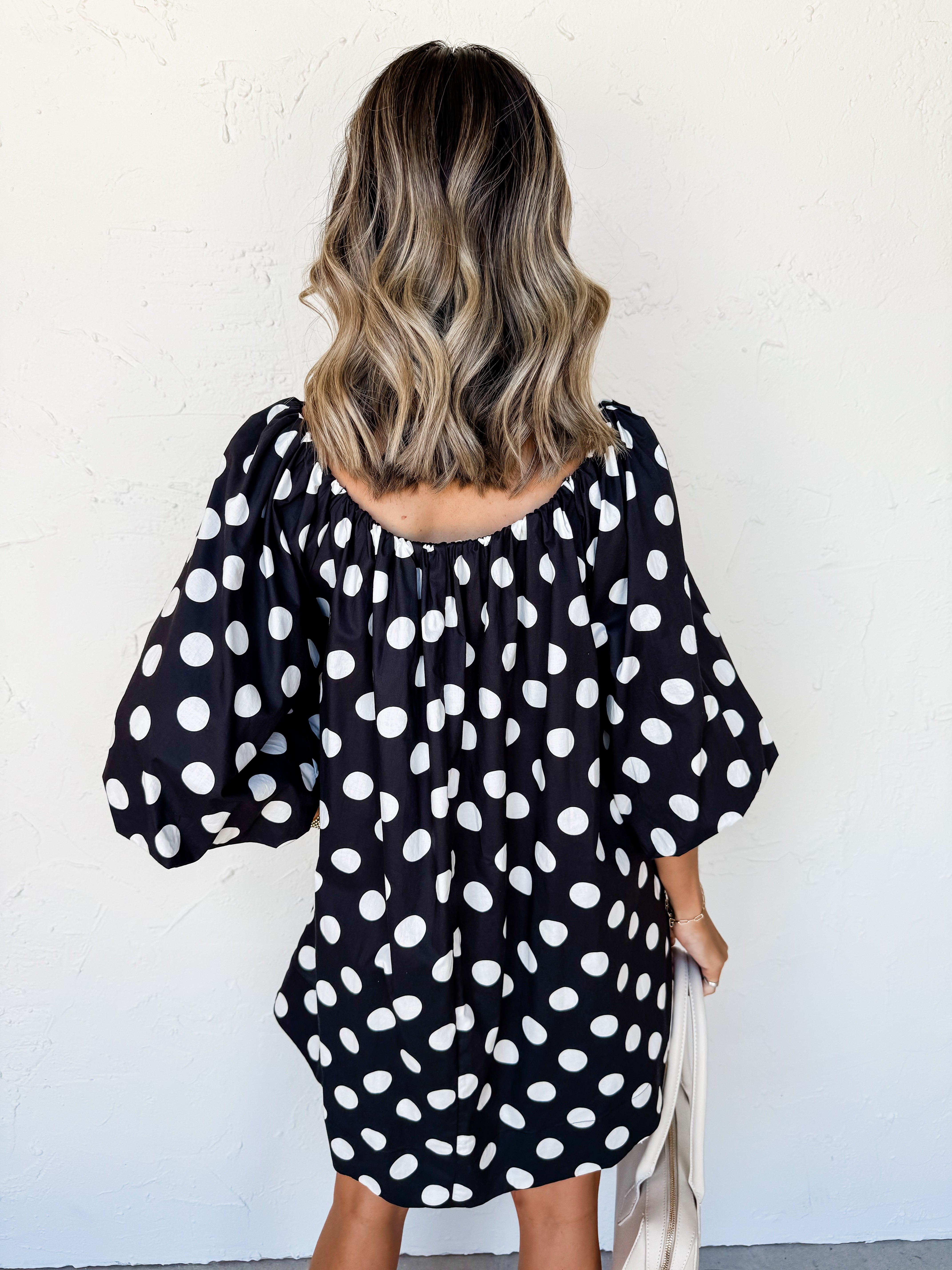 Dotted Darling Mini Dress-Black