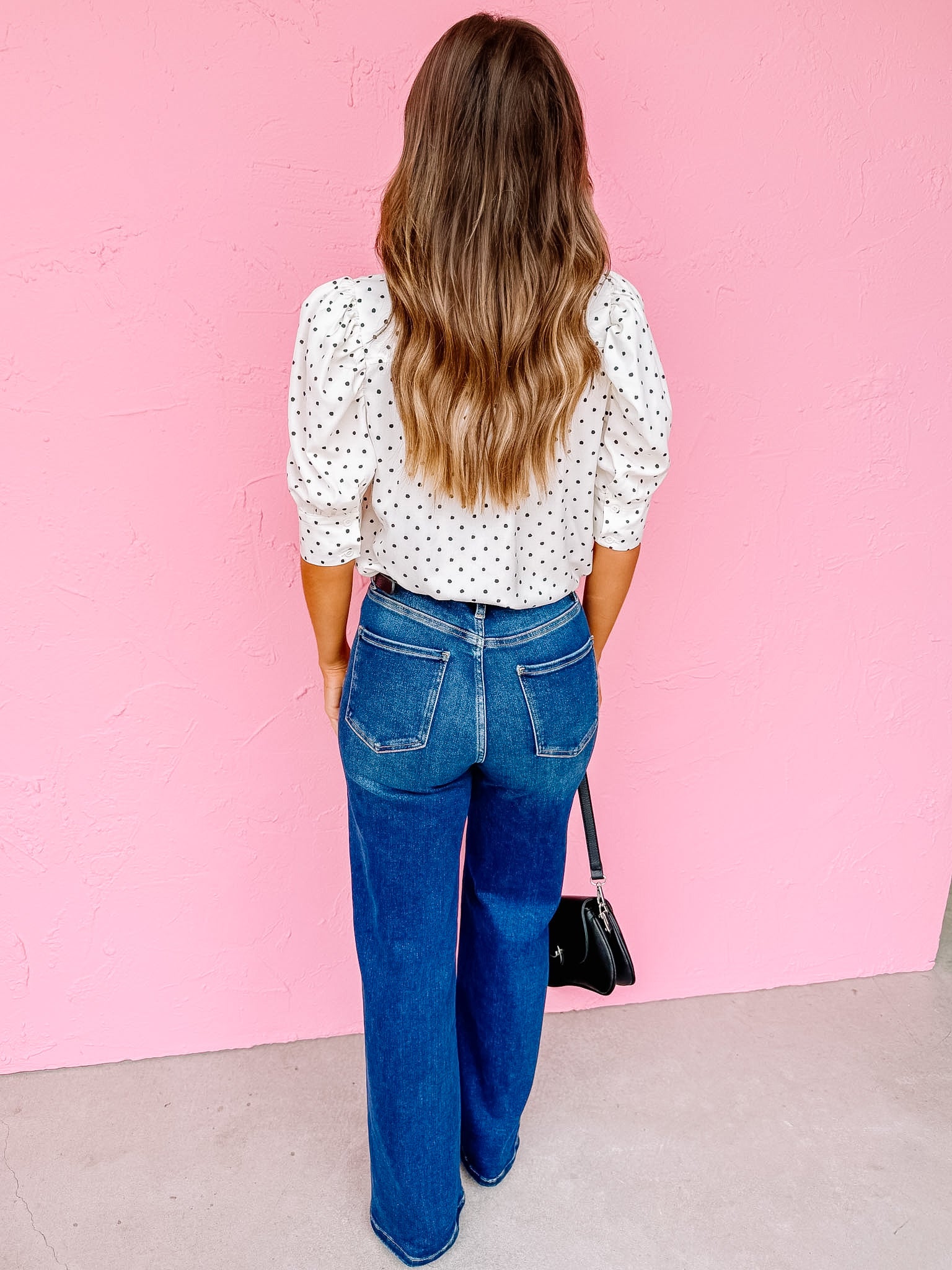 Dovie Polka Dot Button Front Top