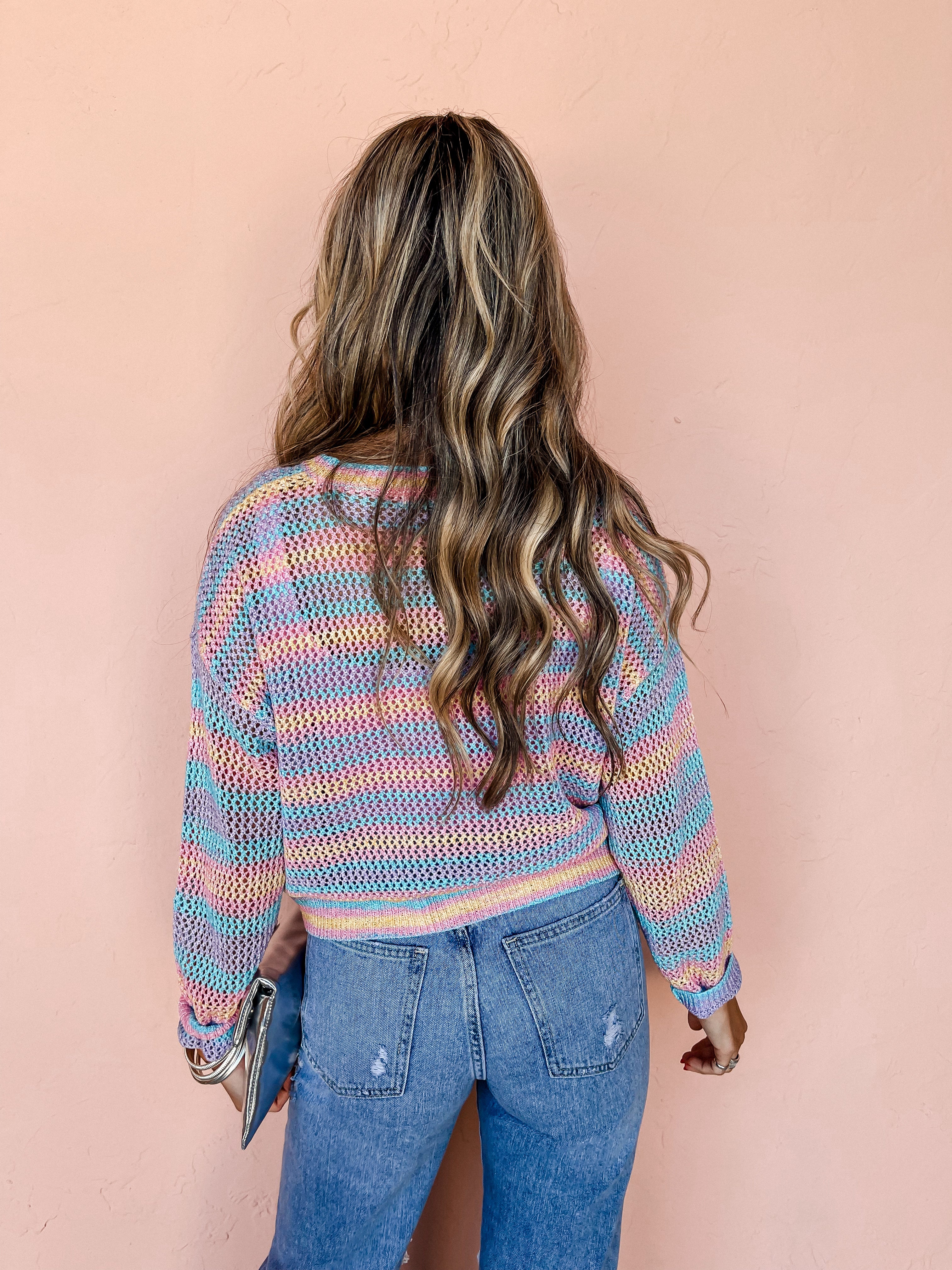 Dreaming On Rainbow Striped Sweater
