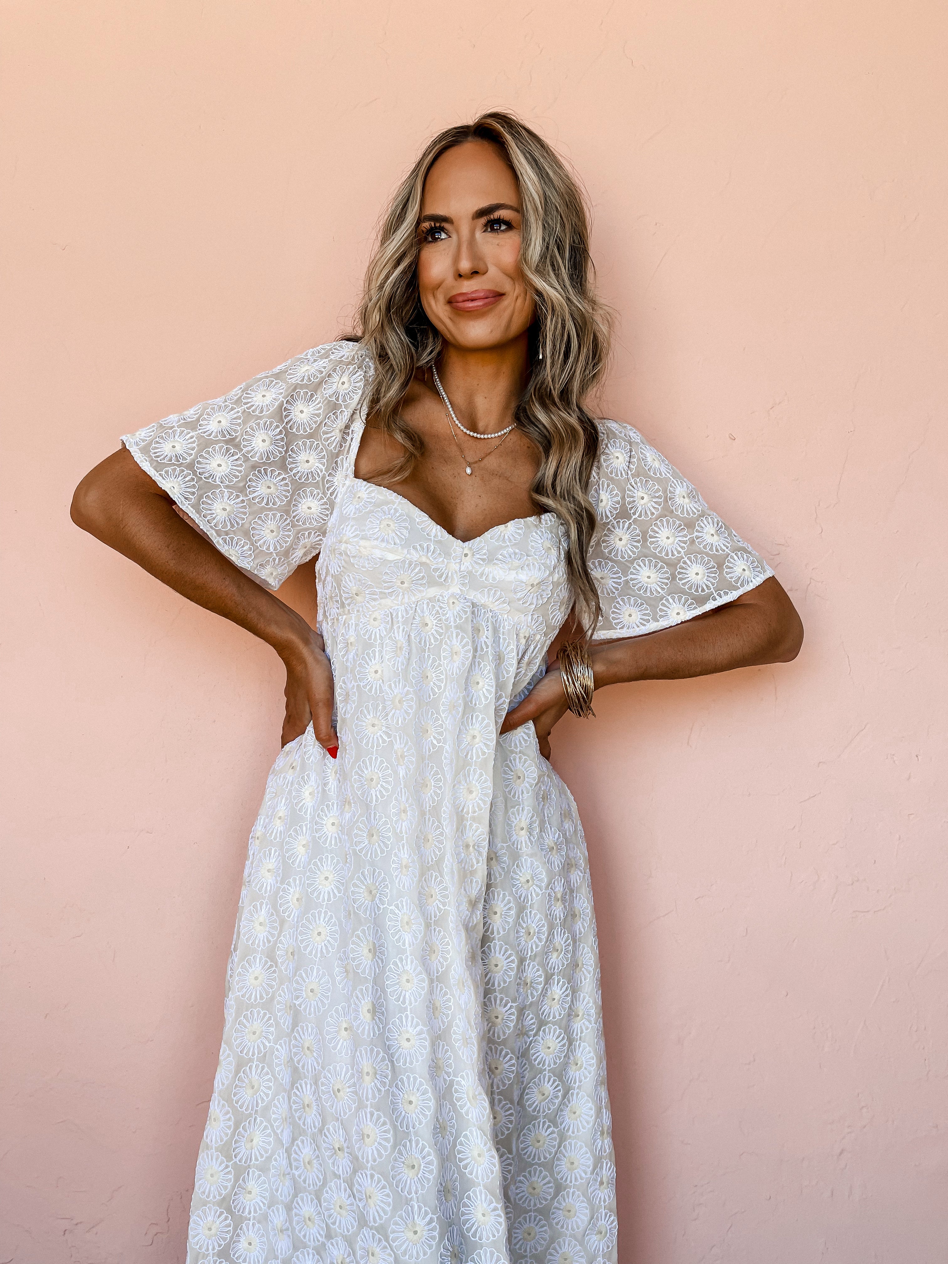 Dreamy Date Floral Embroidered Midi Dress