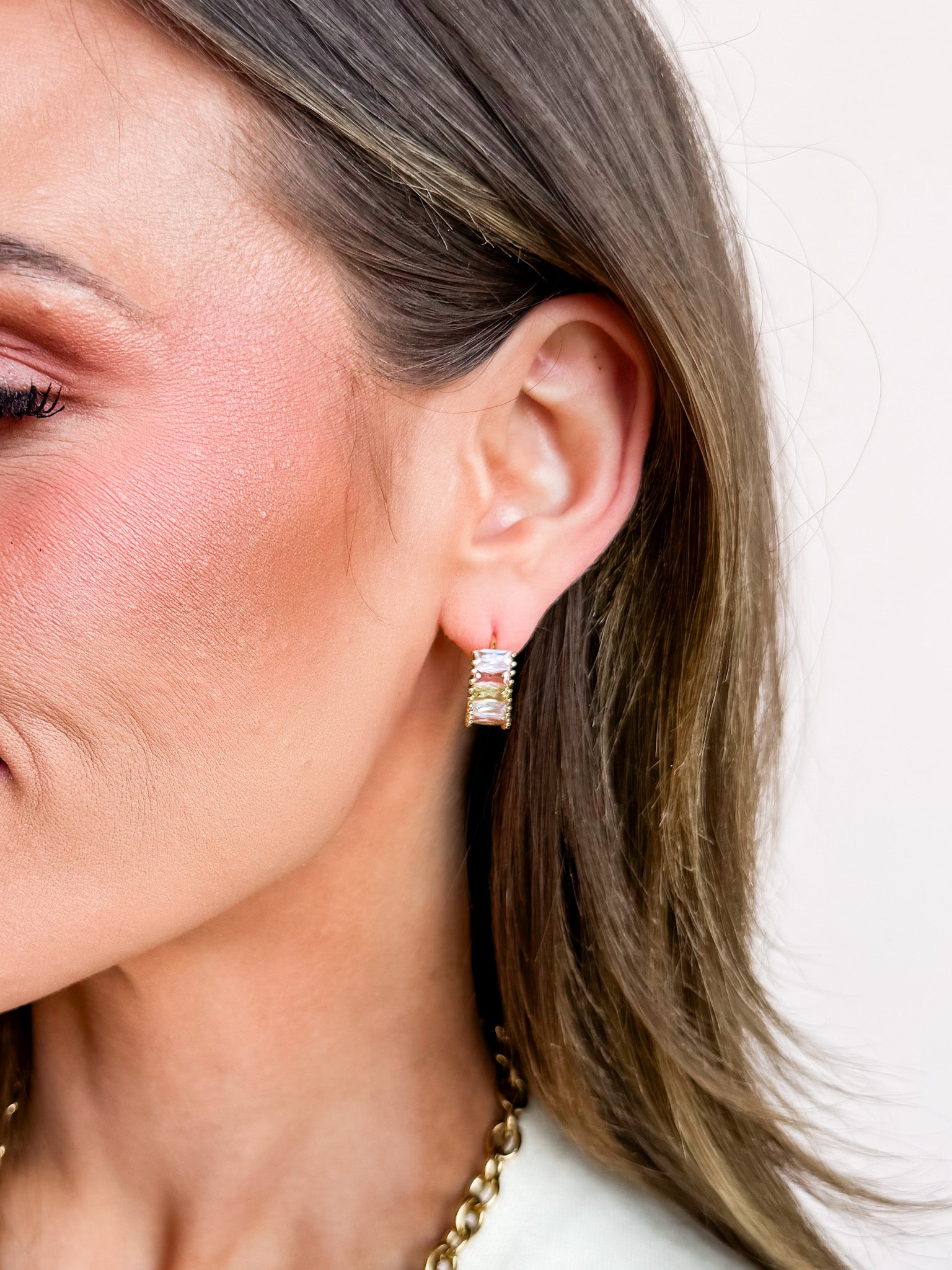 Dreamy Gem Huggie Hoop Earrings-Lavender