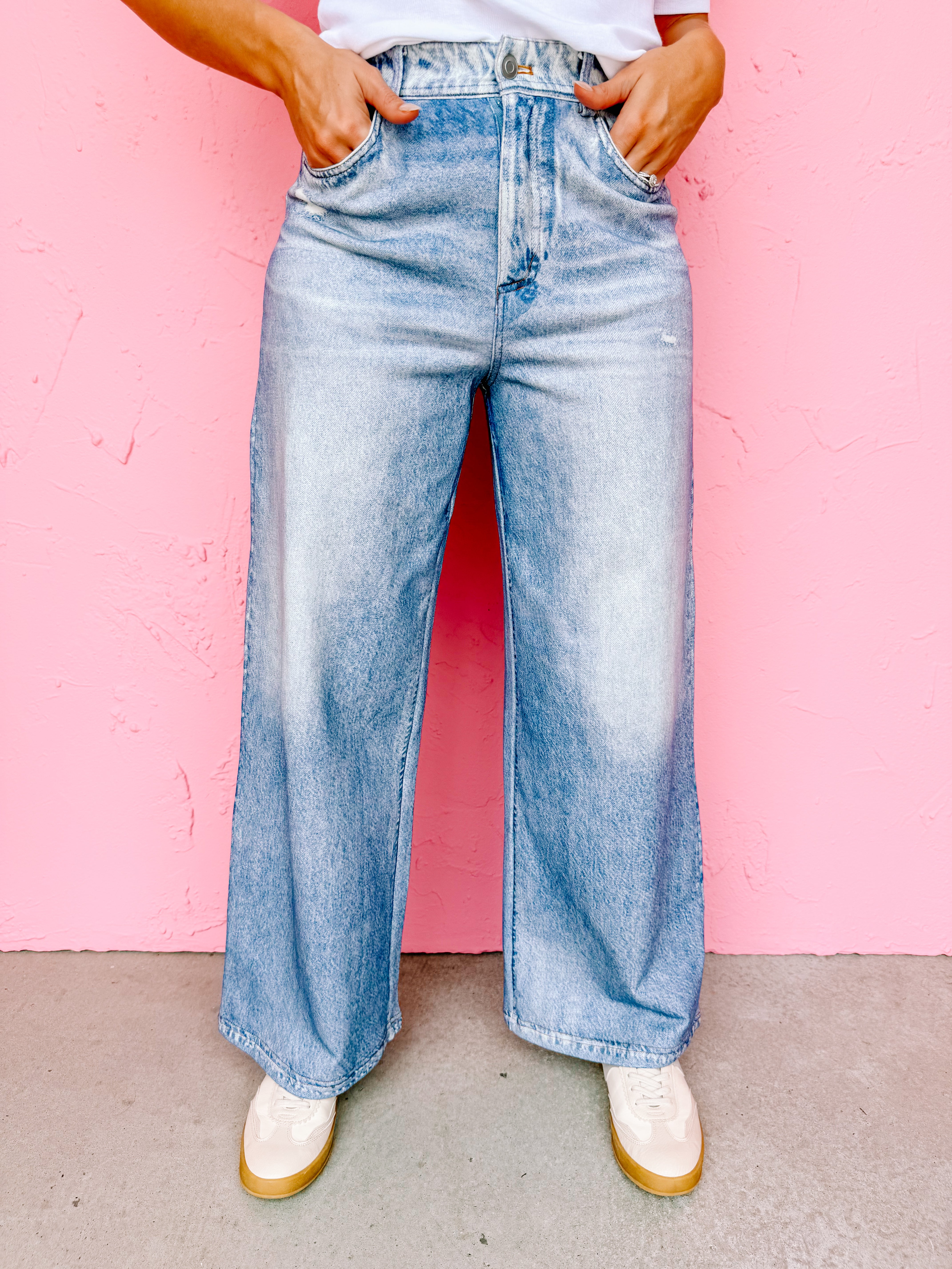 Elan Denim Print French Terry Pants