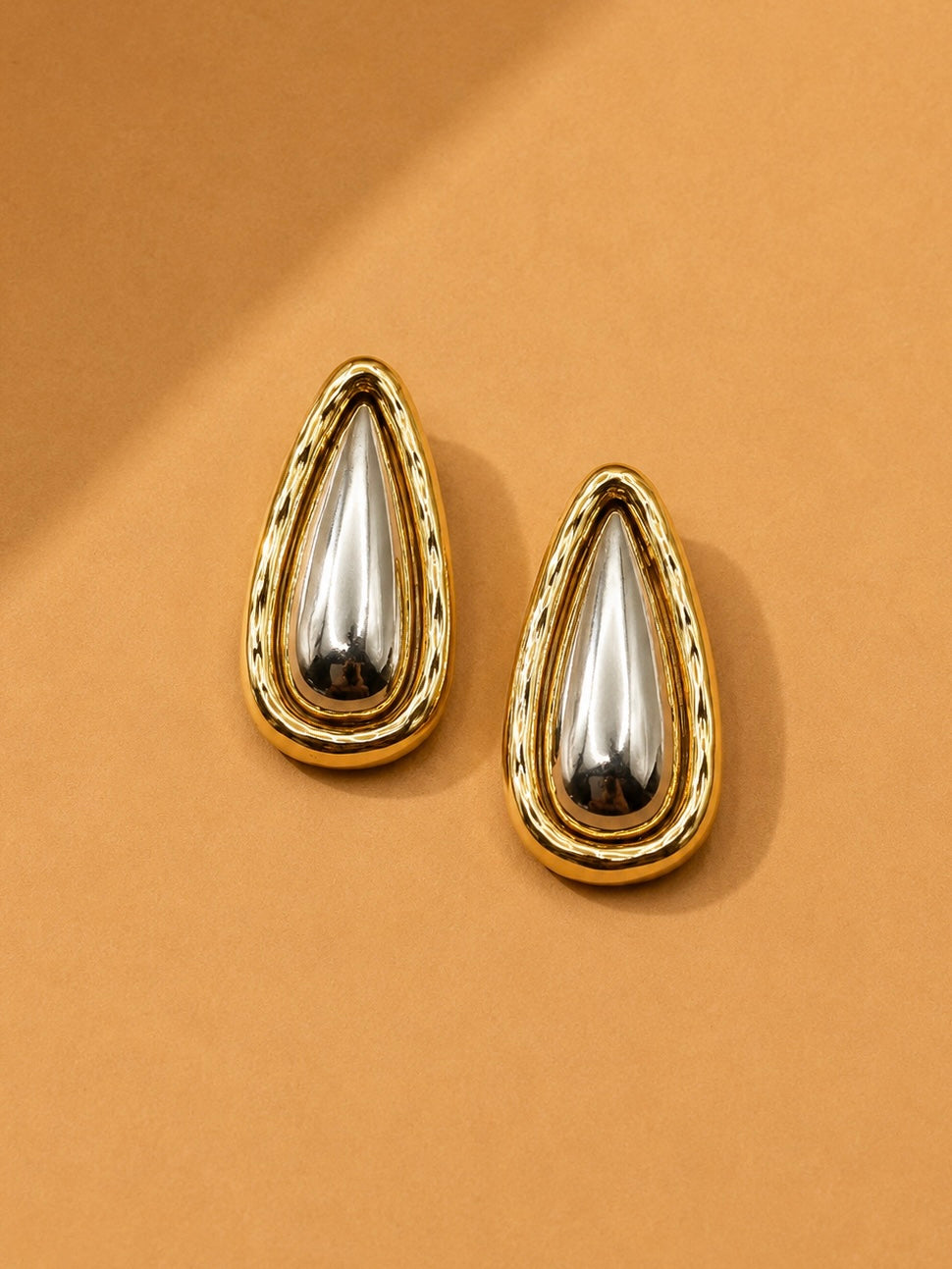 Elise Gold-Silver Teardrop Earrings
