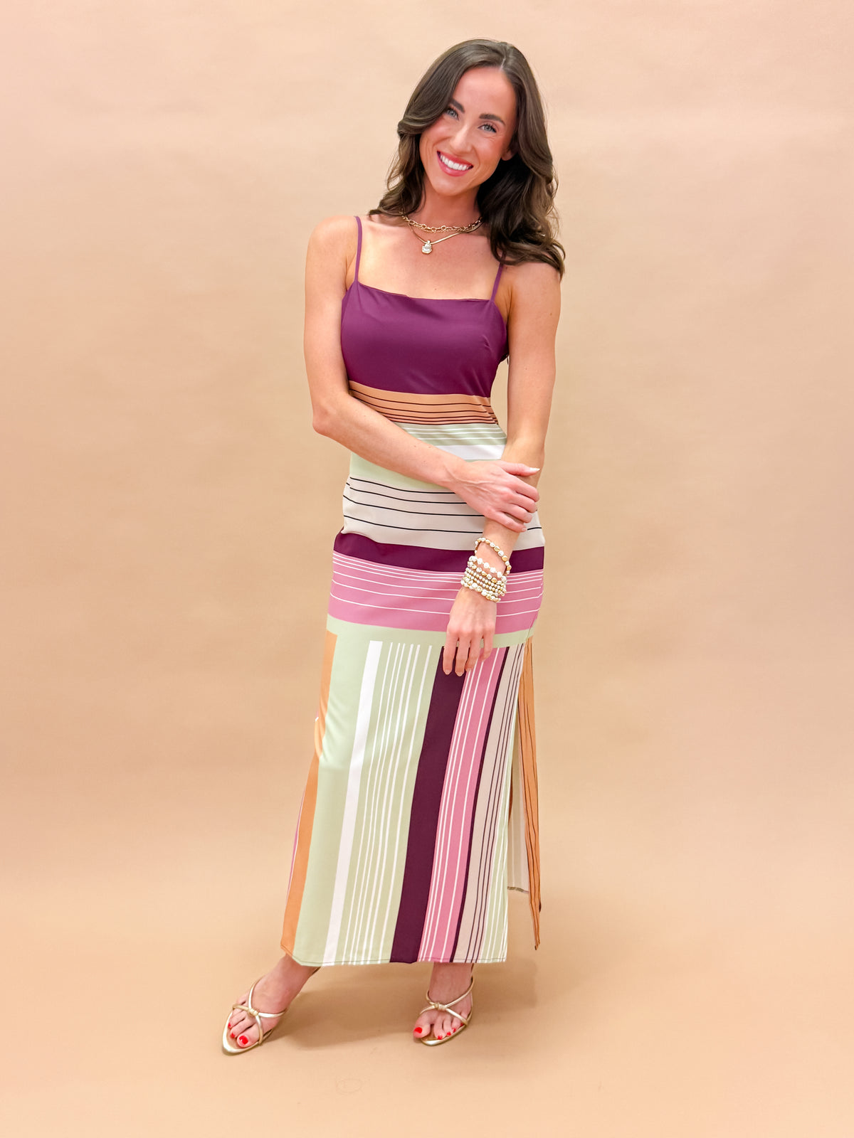Ellison Striped Slip Maxi Dress