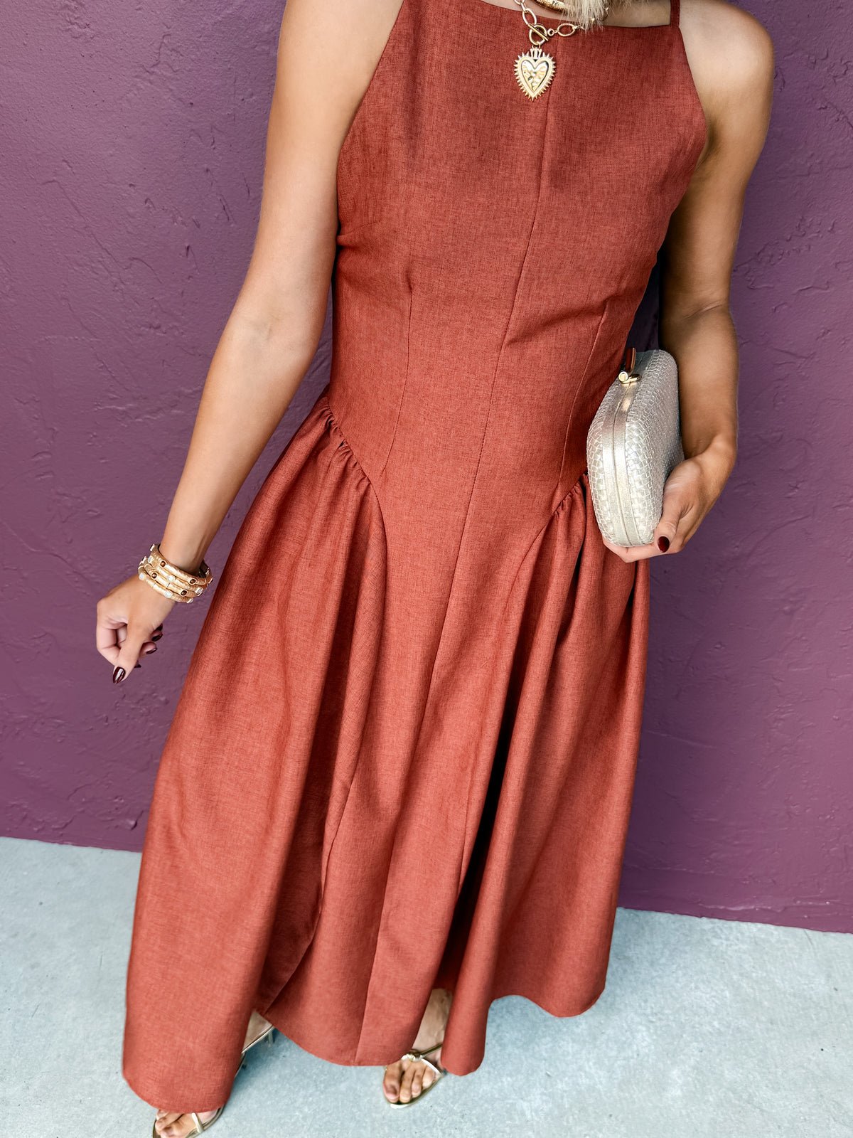 Elodie Pleated Sleeveless Maxi Dress
